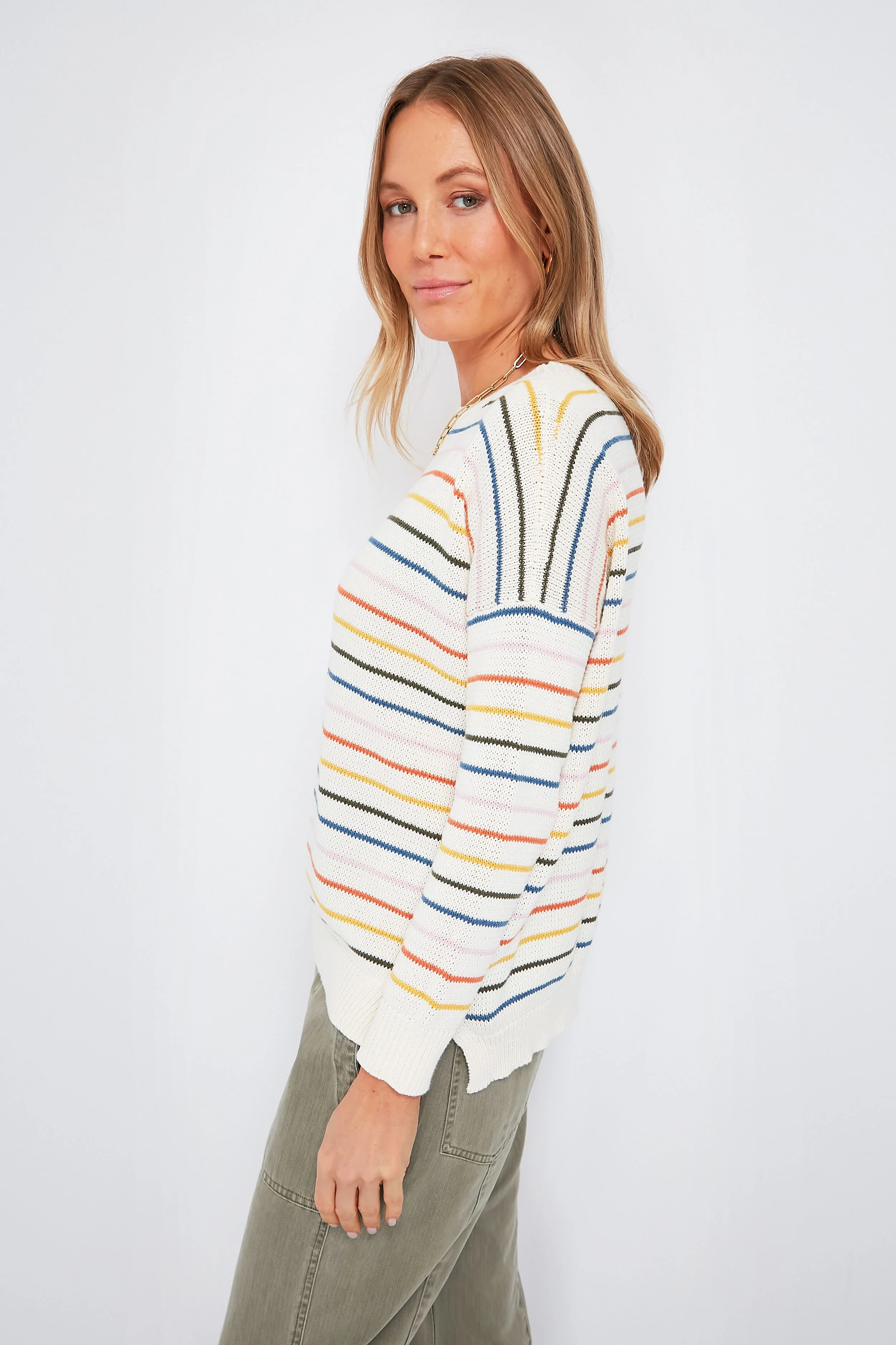 Rainbow 5 Stripe Organic Carolyn Sweater - Image 3