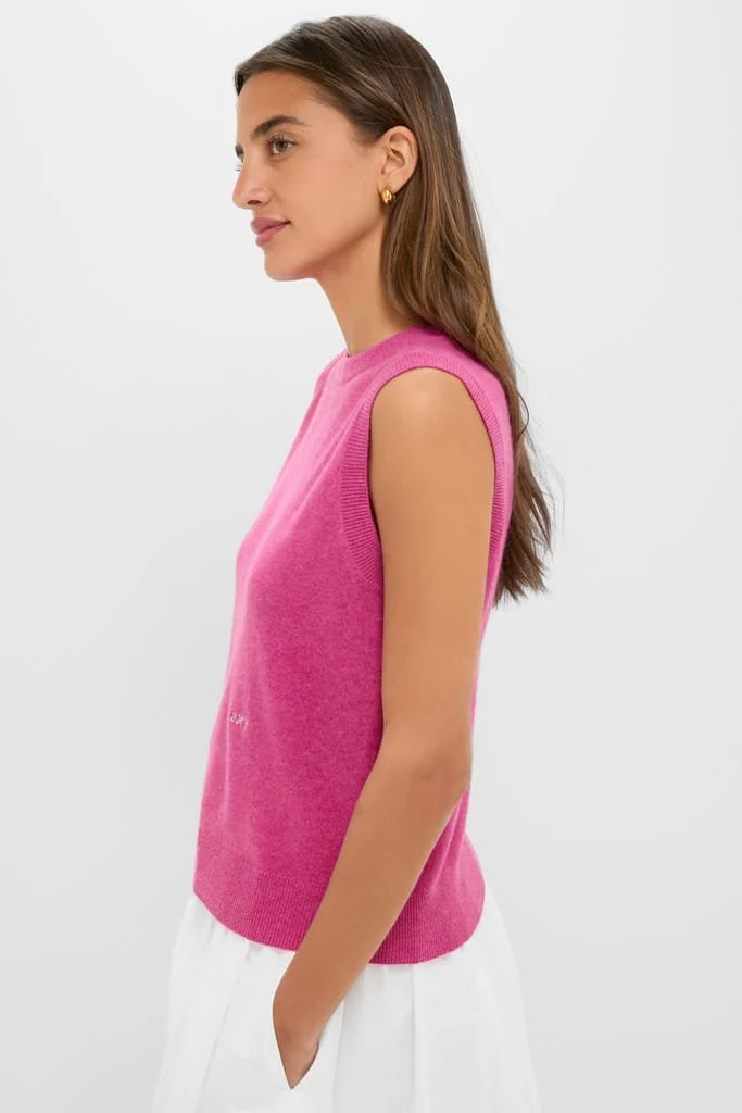Raspberry Cashmere Sleeveless Ava Shell - Image 3