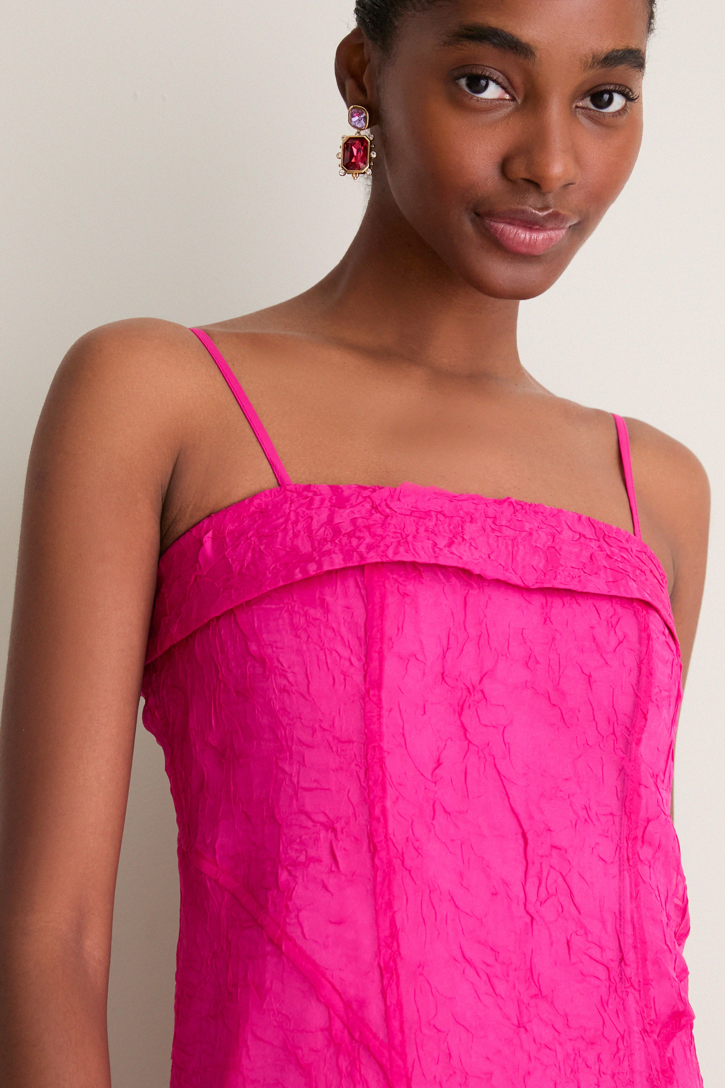 Raspberry Rose Shibori Organza Long Asymmetric Dress - Image 6