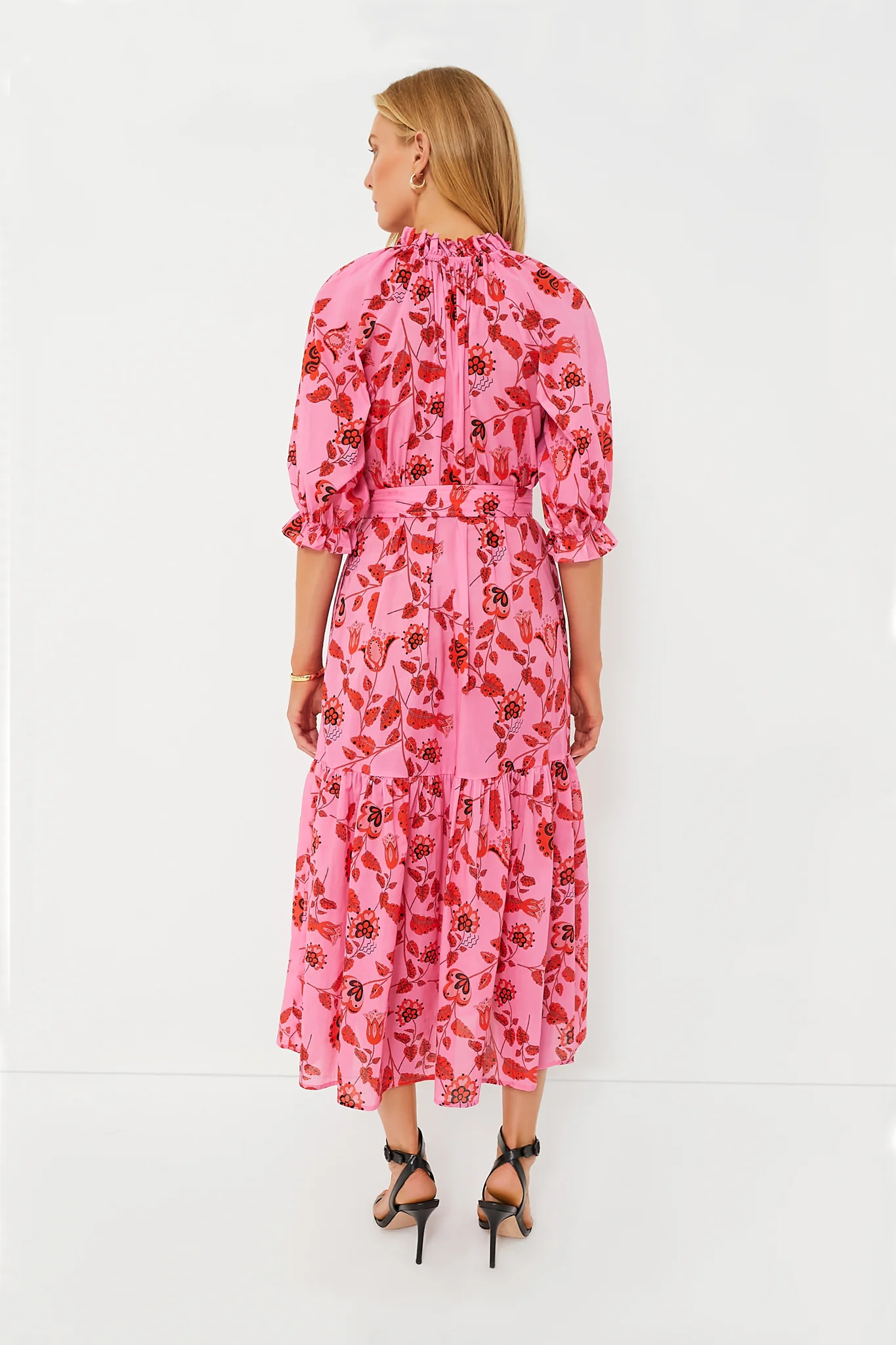 Red and Pink Floral Saratoga Cotton Dress - Image 4