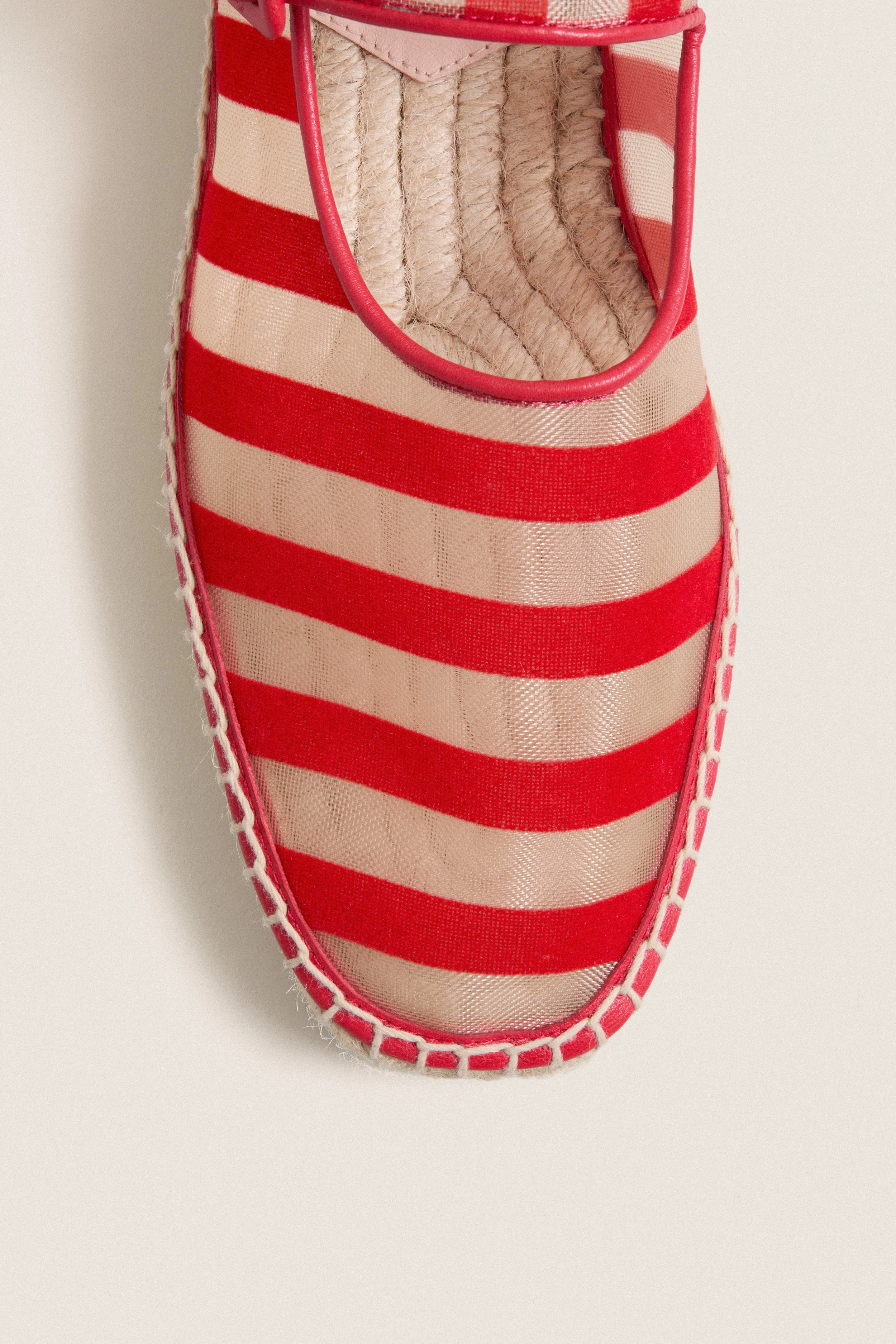 Red Caramel Rugby Stripe Clover Flats - Image 6