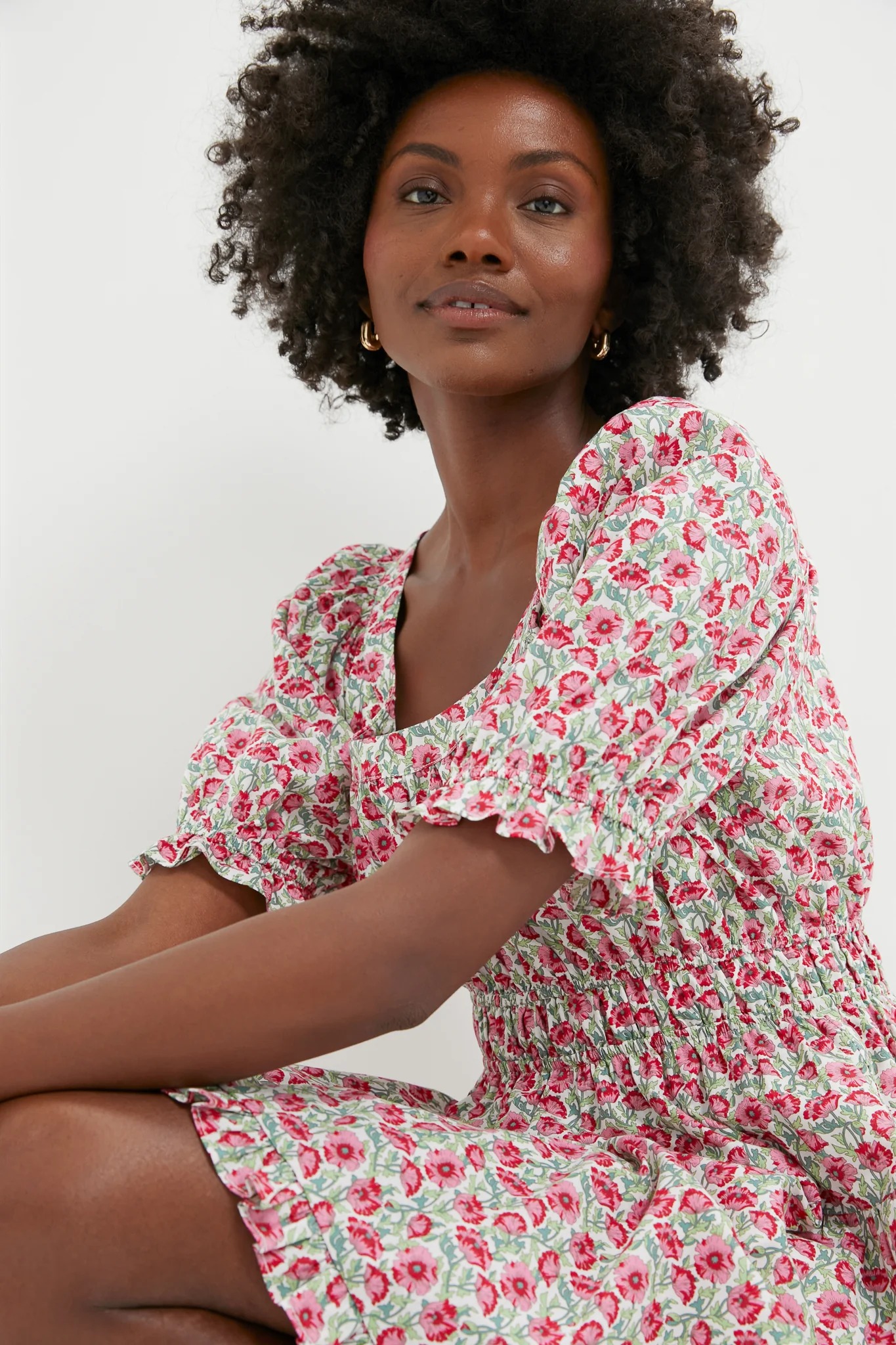 Red Dahlia Floral Dorothy Mini Dress - Image 5