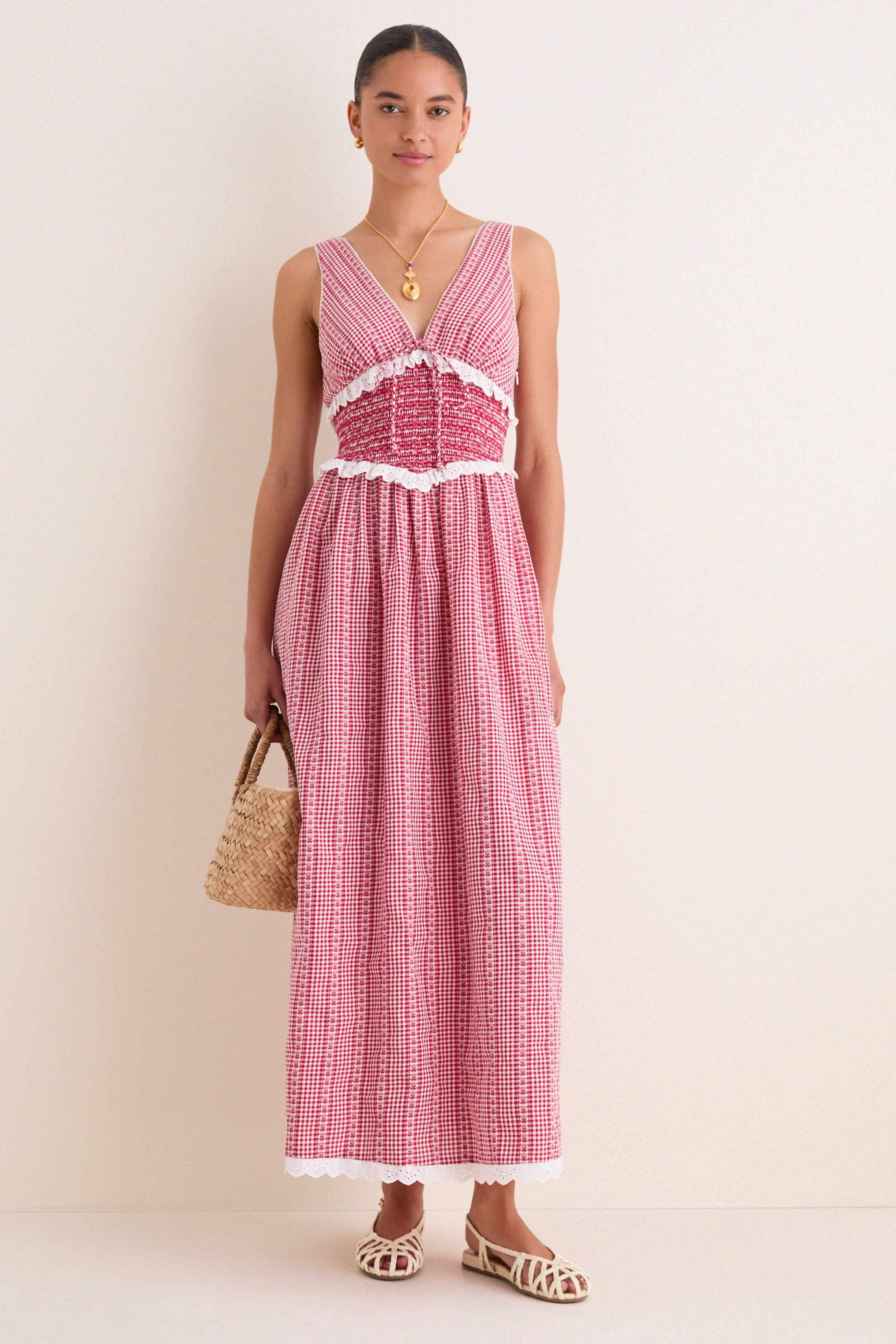 Red Gingham Karima Maxi Dress - Image 2