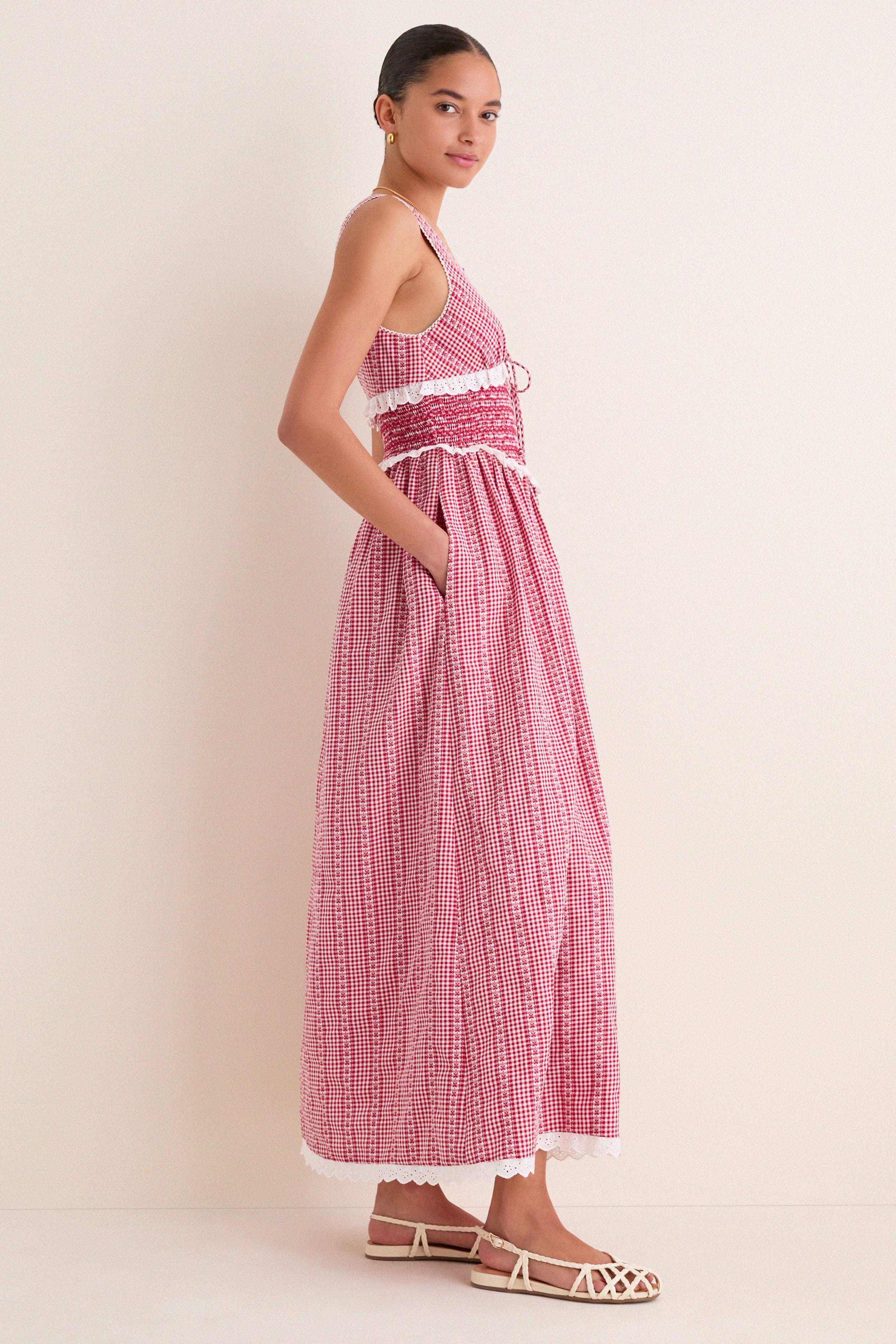 Red Gingham Karima Maxi Dress - Image 4