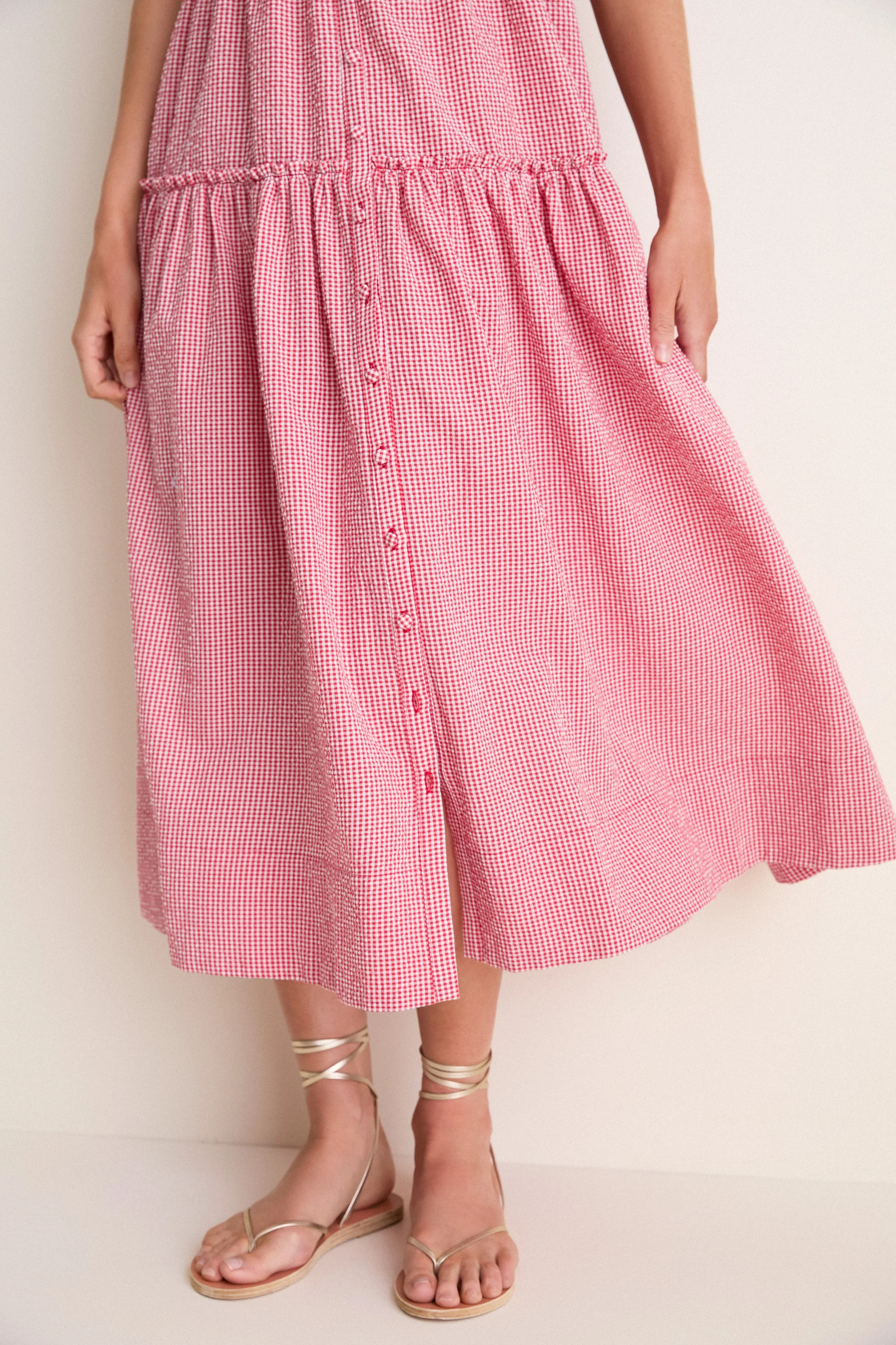 Red Gingham Landis Midi Dress - Image 6
