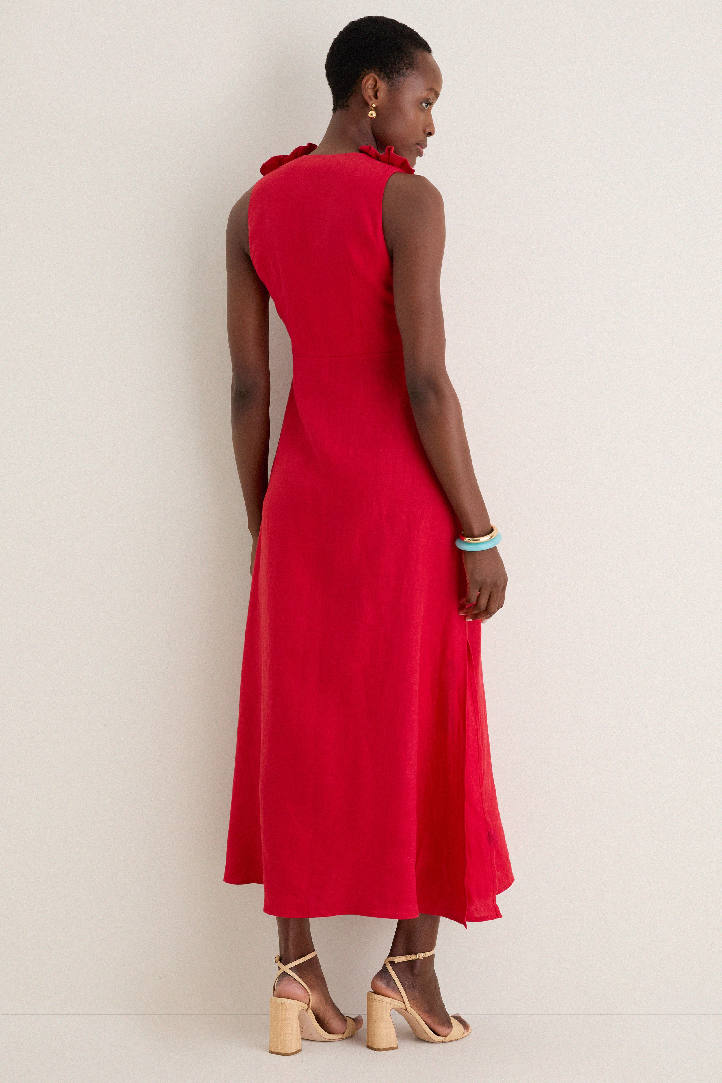 Red Sleeveless Midi Dress - Image 5