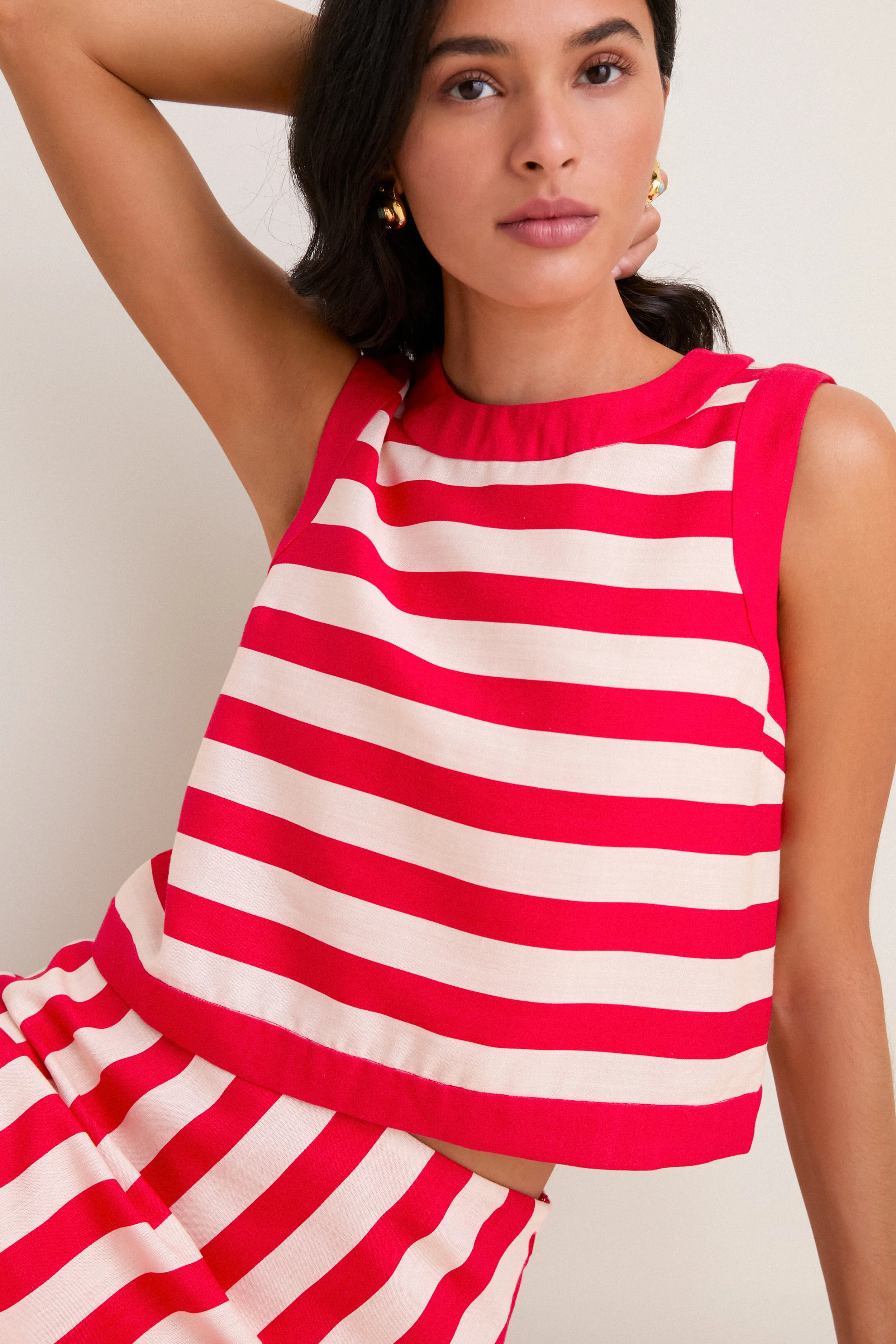 Red & Tan Cabana Stripe Rosemary Tank - Image 5
