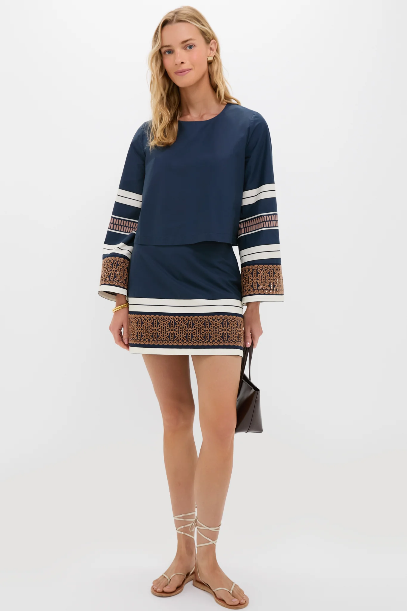 Riverside Stripe Cotton Eyelet Meg A-Line Mini Skirt - Image 2