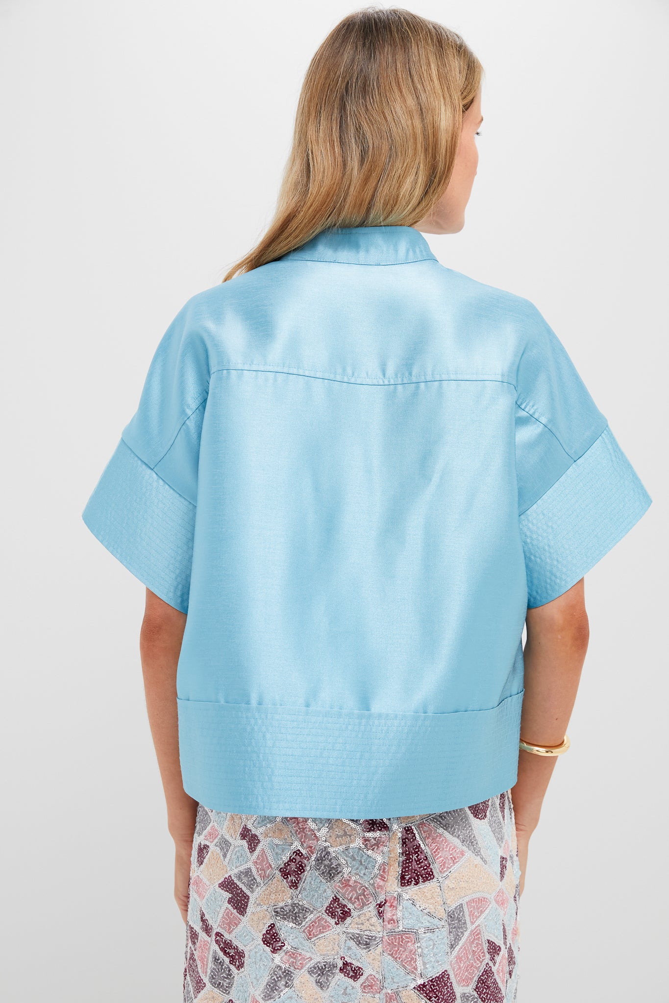 Robin's Egg Blue Trapunto Stitch Sofia Shirt - Image 4
