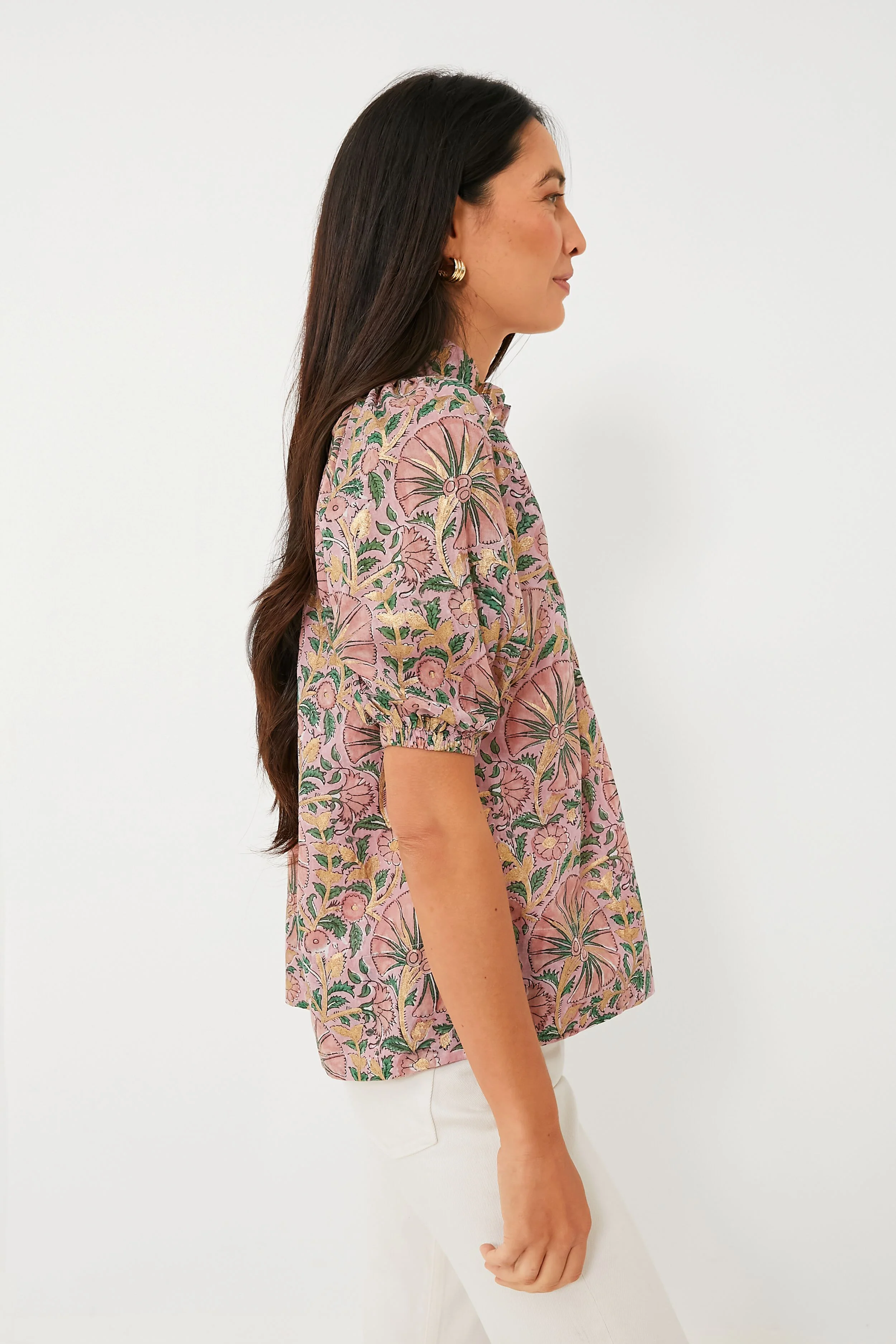 Rose Ankara Smocked Neck Top - Image 3