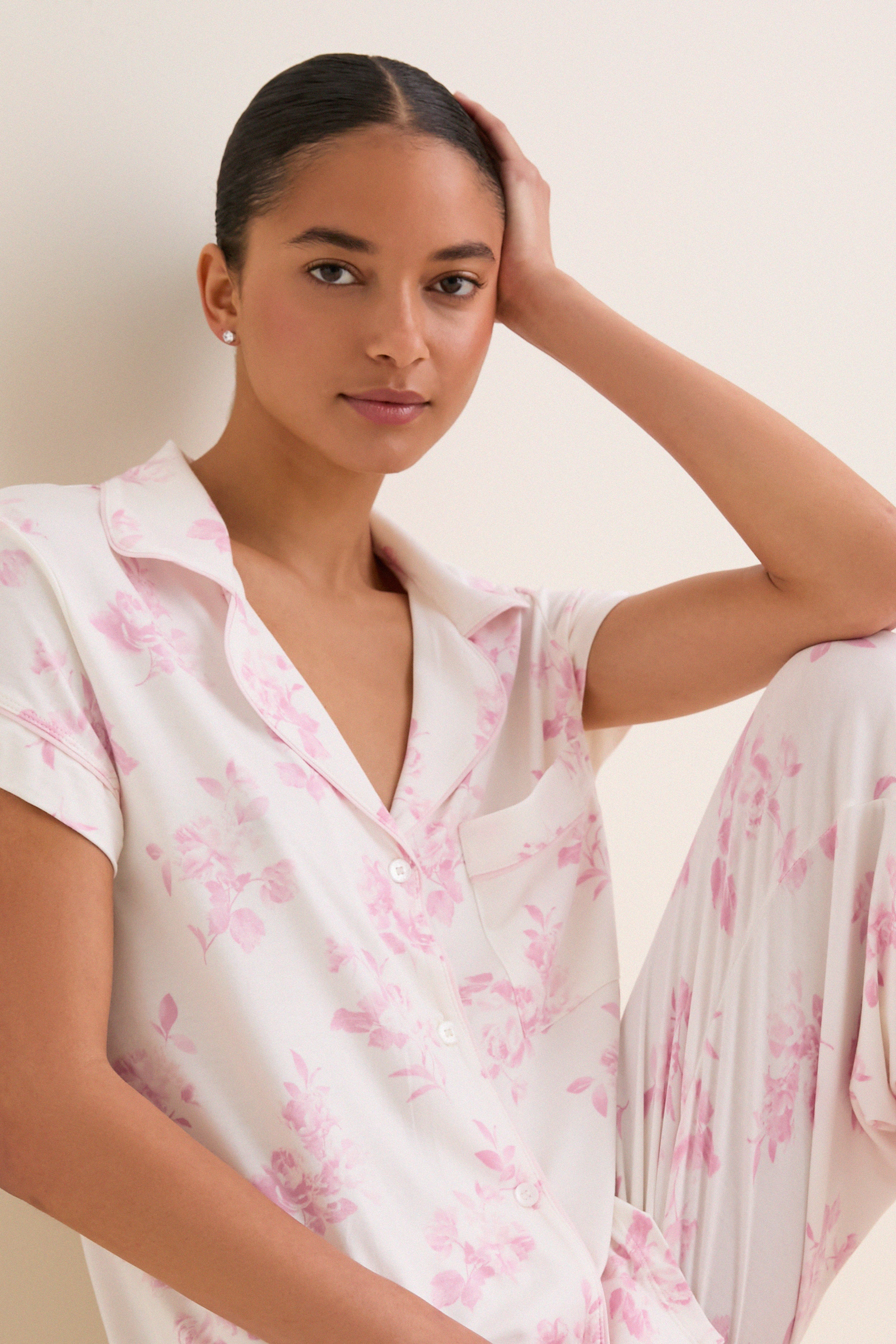 Rose Garden Pink Gisele Printed Cropped PJ Set - Image 2