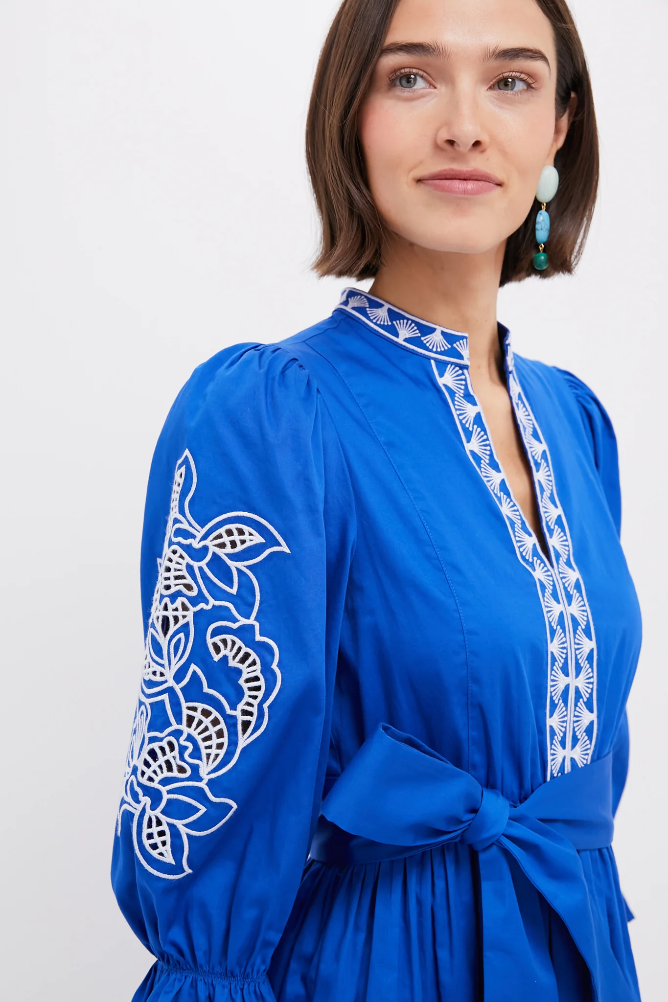 Royal Blue with Baby Blue Embroidery Dowling Midi Dress - Image 6