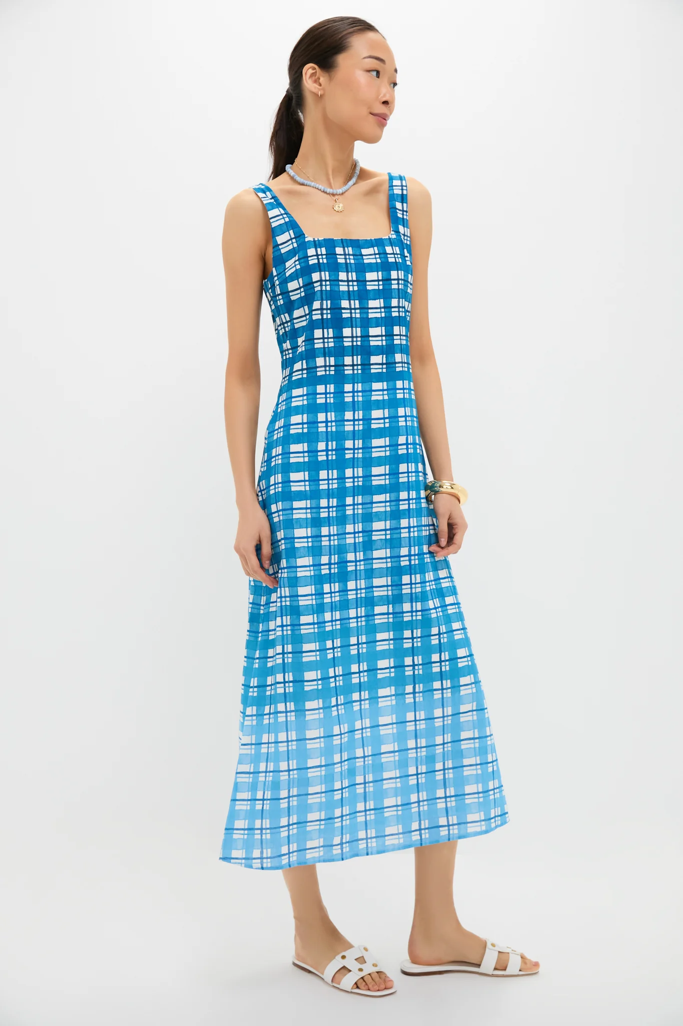 Royal Plaid Minnie Midi Dress - Image 3