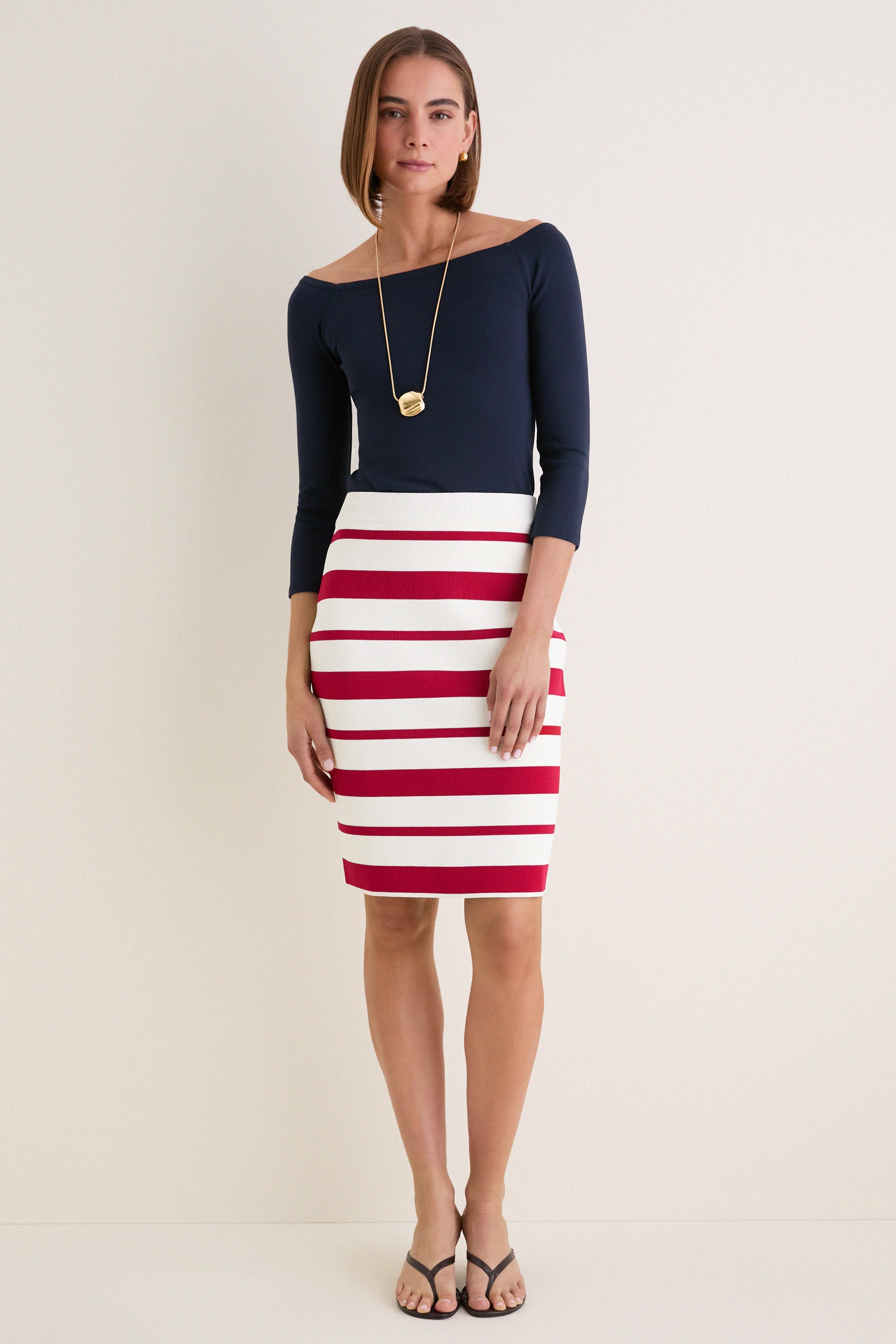 Ruby Knit Stripe Milo Pencil Skirt - Image 6