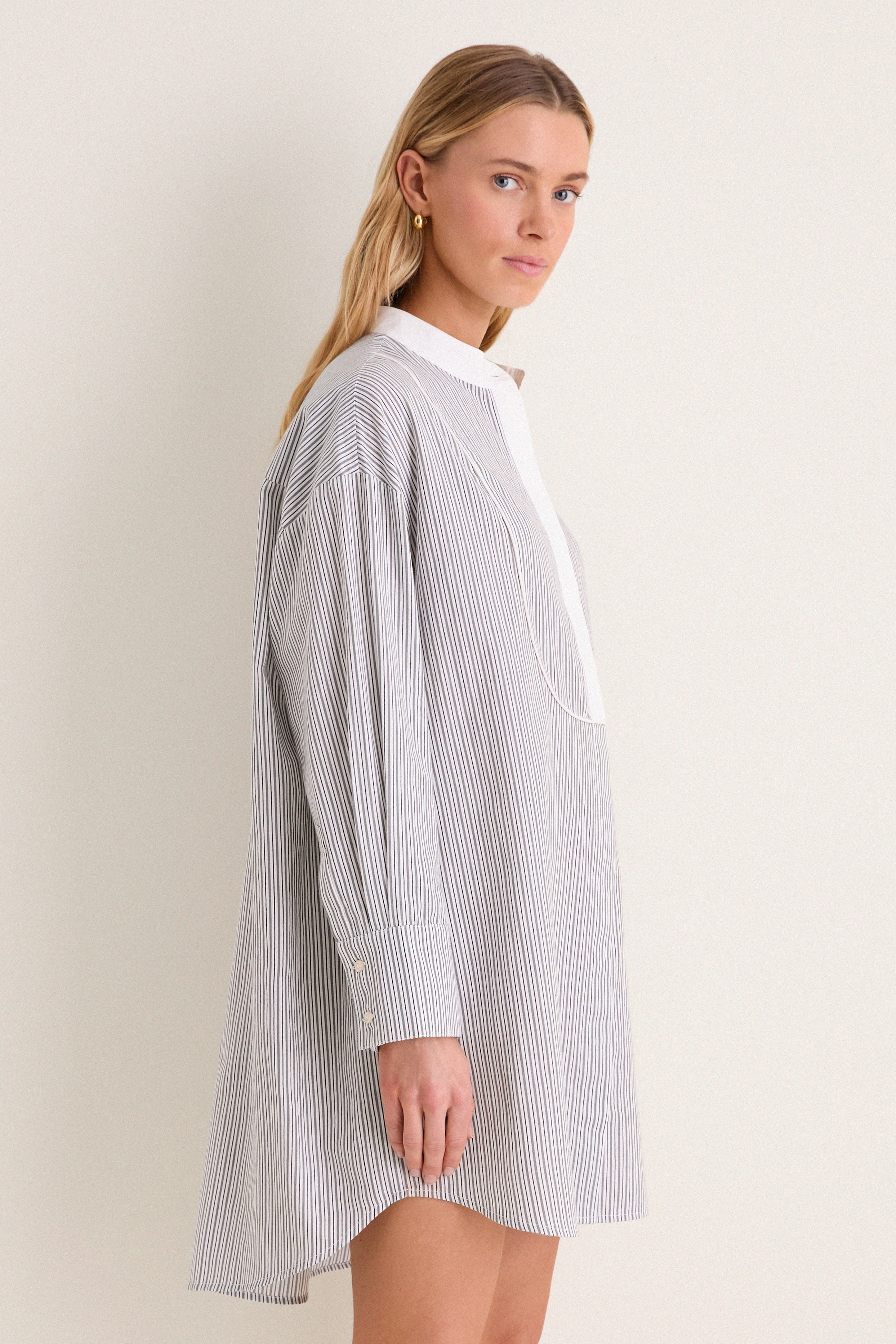 Evergreen Stripe Bib Arlington Shirt Dress - Image 4