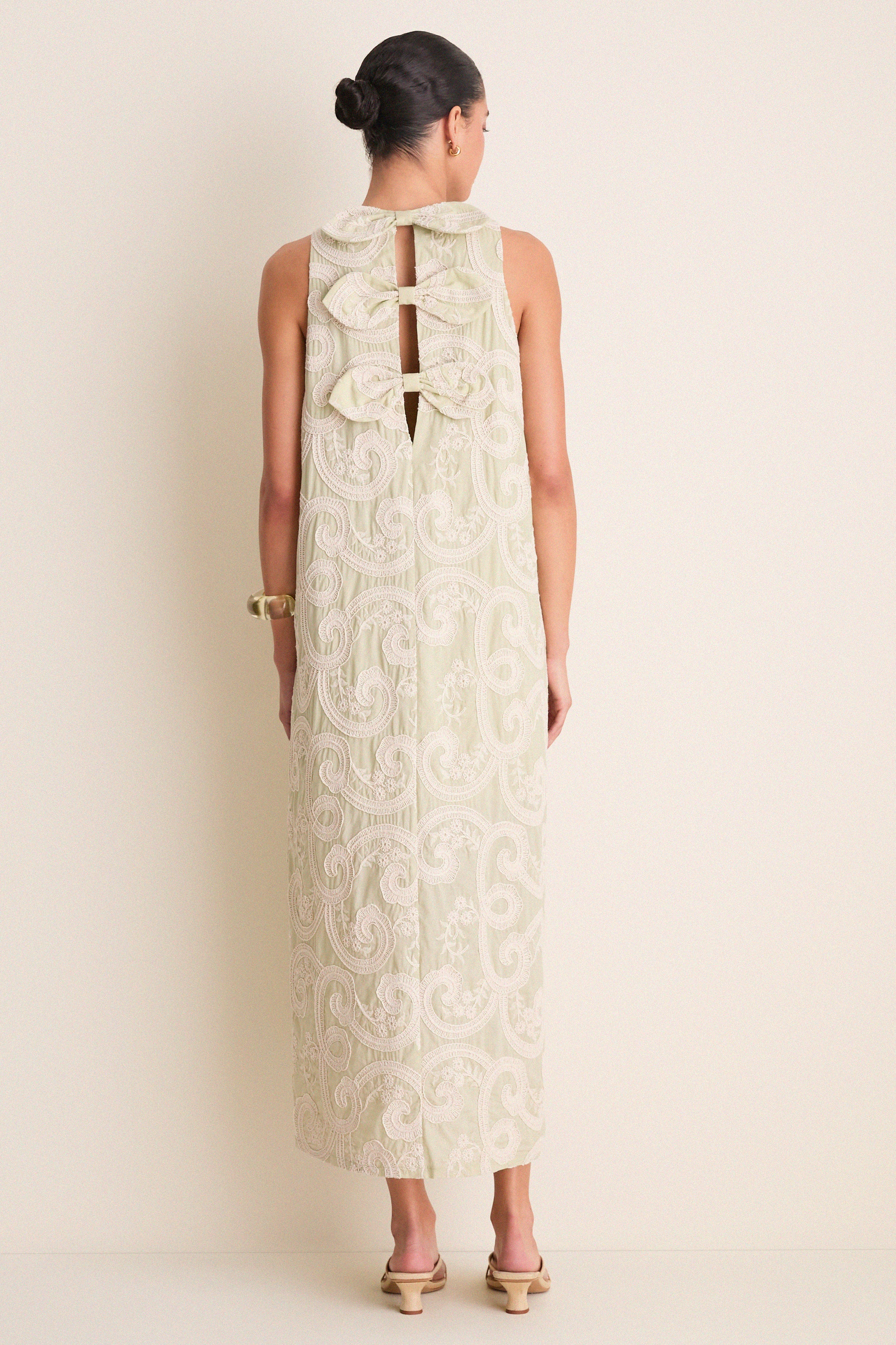 Celadon Scroll Embroidered Portia Dress - Image 5