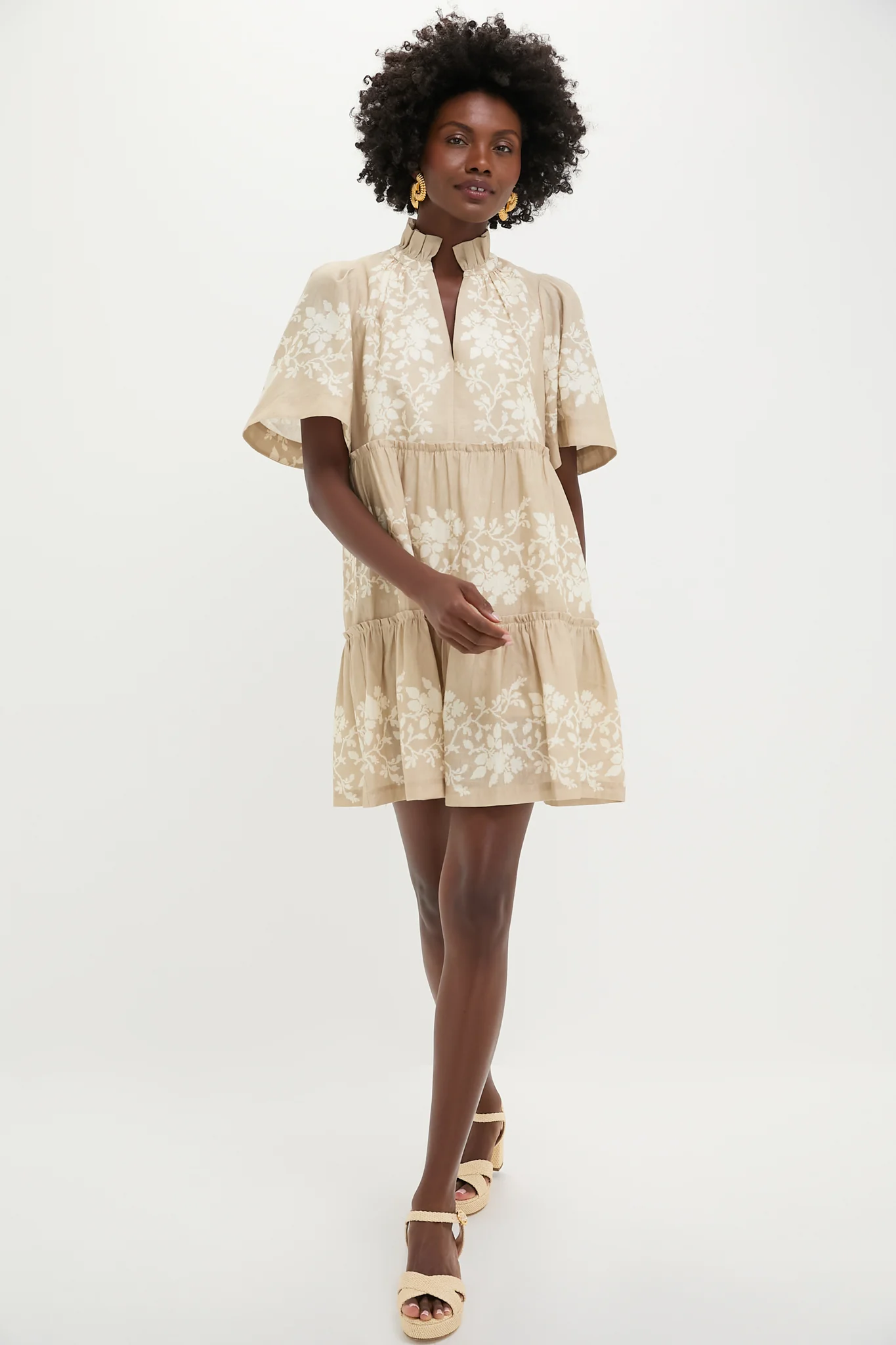 Sand Floral Stripe Crawford Dress - Image 5