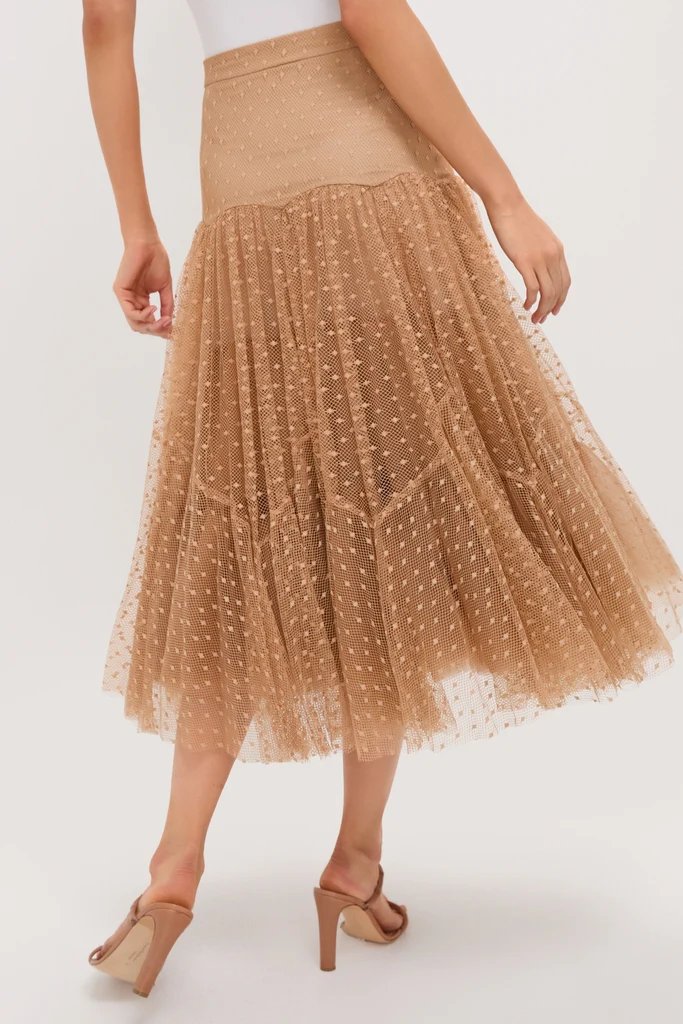 Sand Naomi Tulle Midi Skirt - Image 5