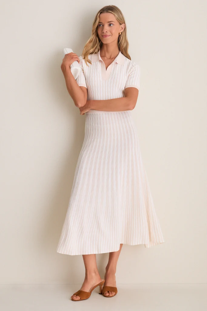 Blush and Ivory Knit Maude Polo Dress - Image 2