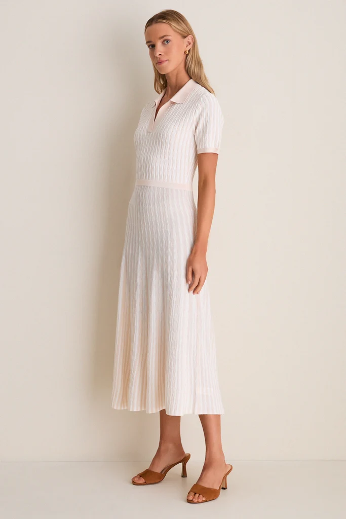 Blush and Ivory Knit Maude Polo Dress - Image 6