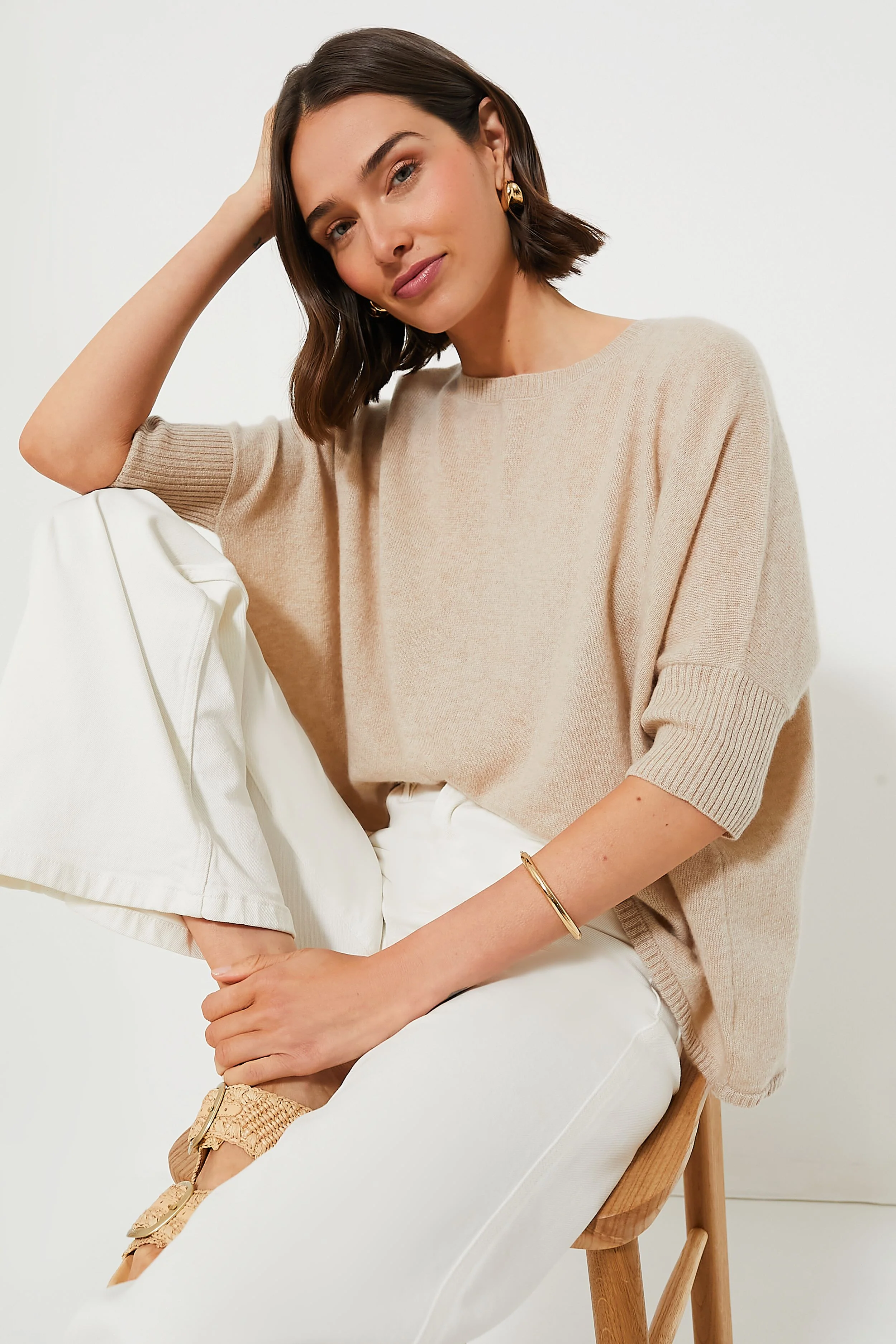 Sandstone Short Sleeve Cashmere Crewneck - Image 2