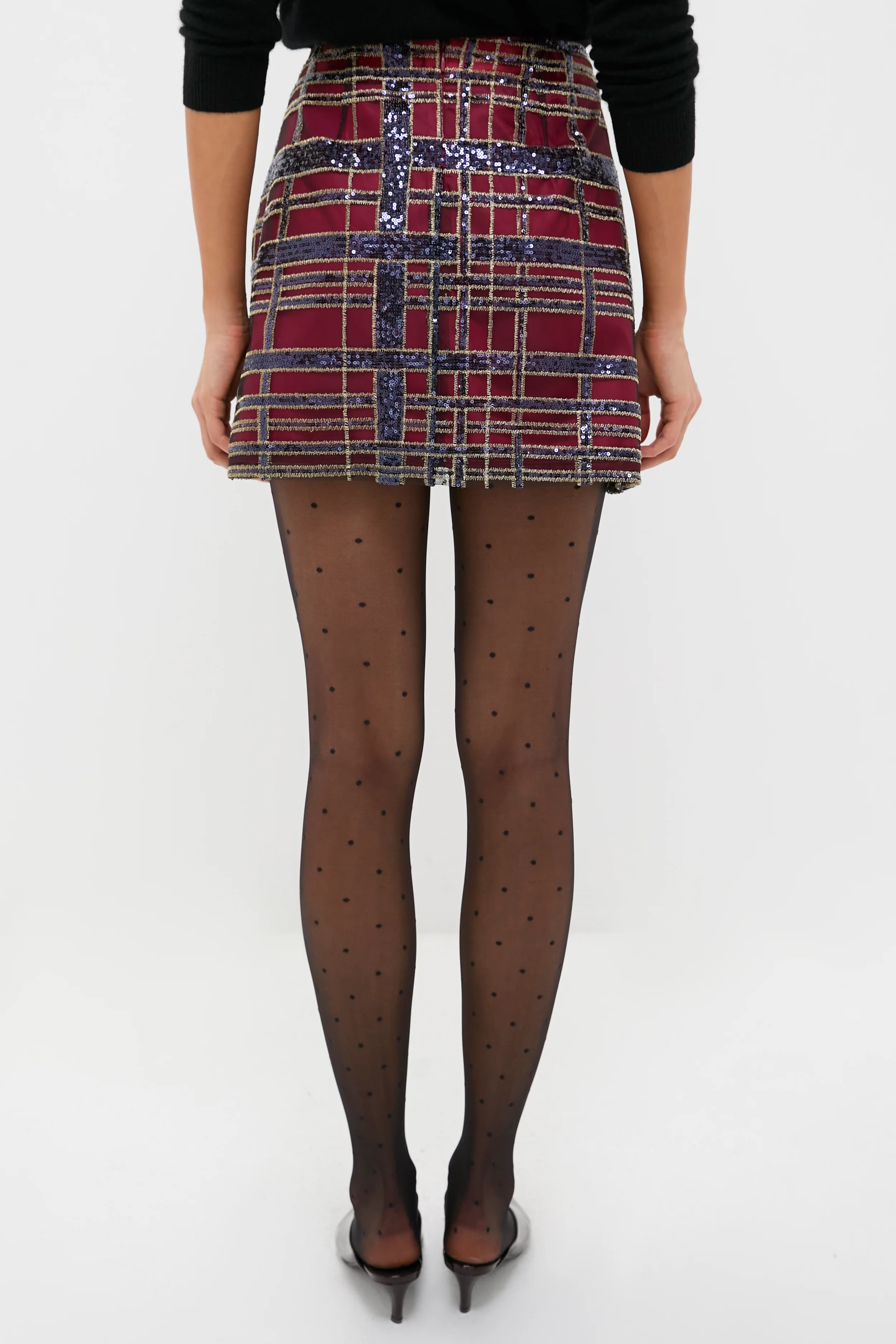 Sequin Plaid Meg A-Line Skirt - Image 4