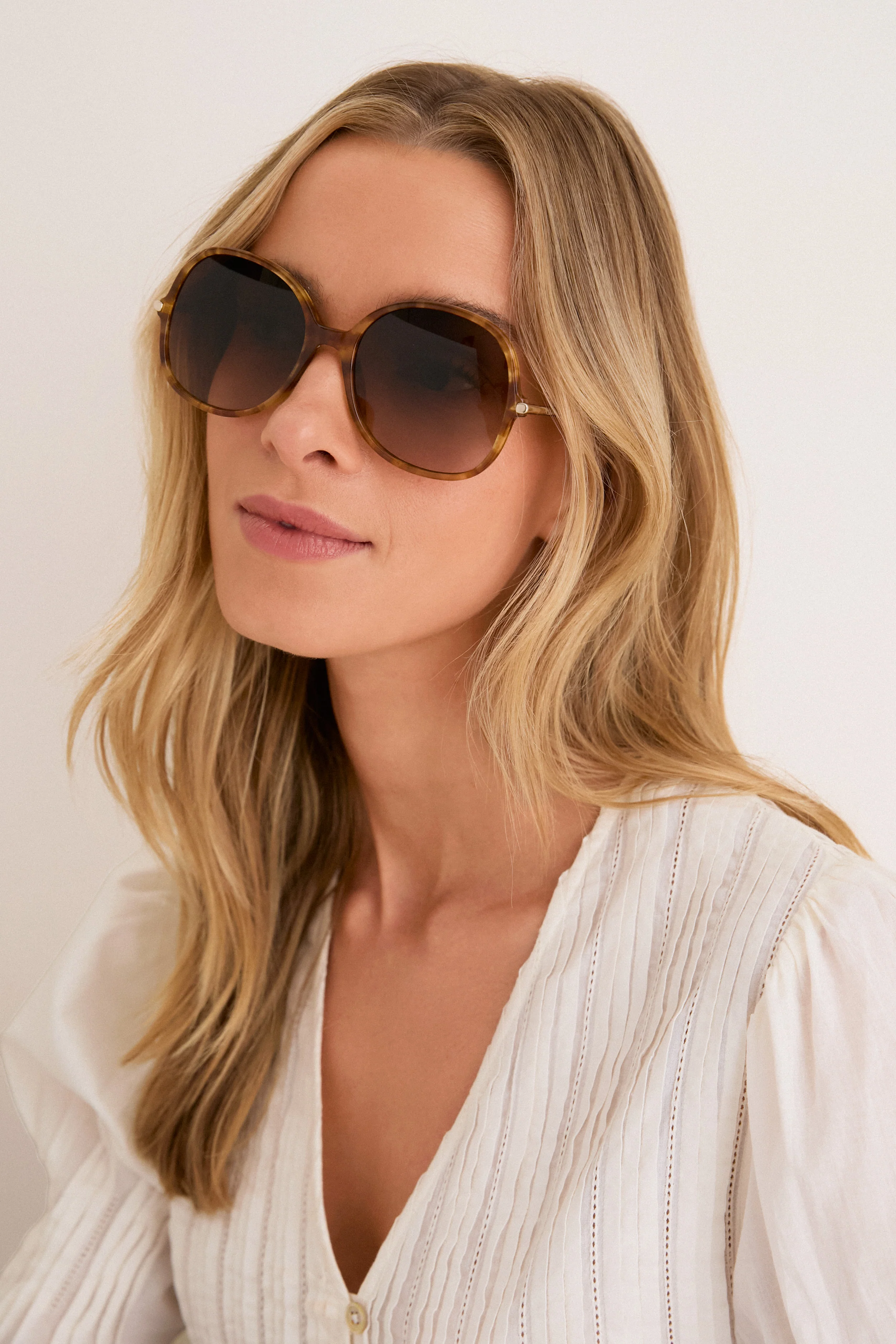 Shiny Havana Blonde Small Spot Tubolar Sunglasses - Image 2