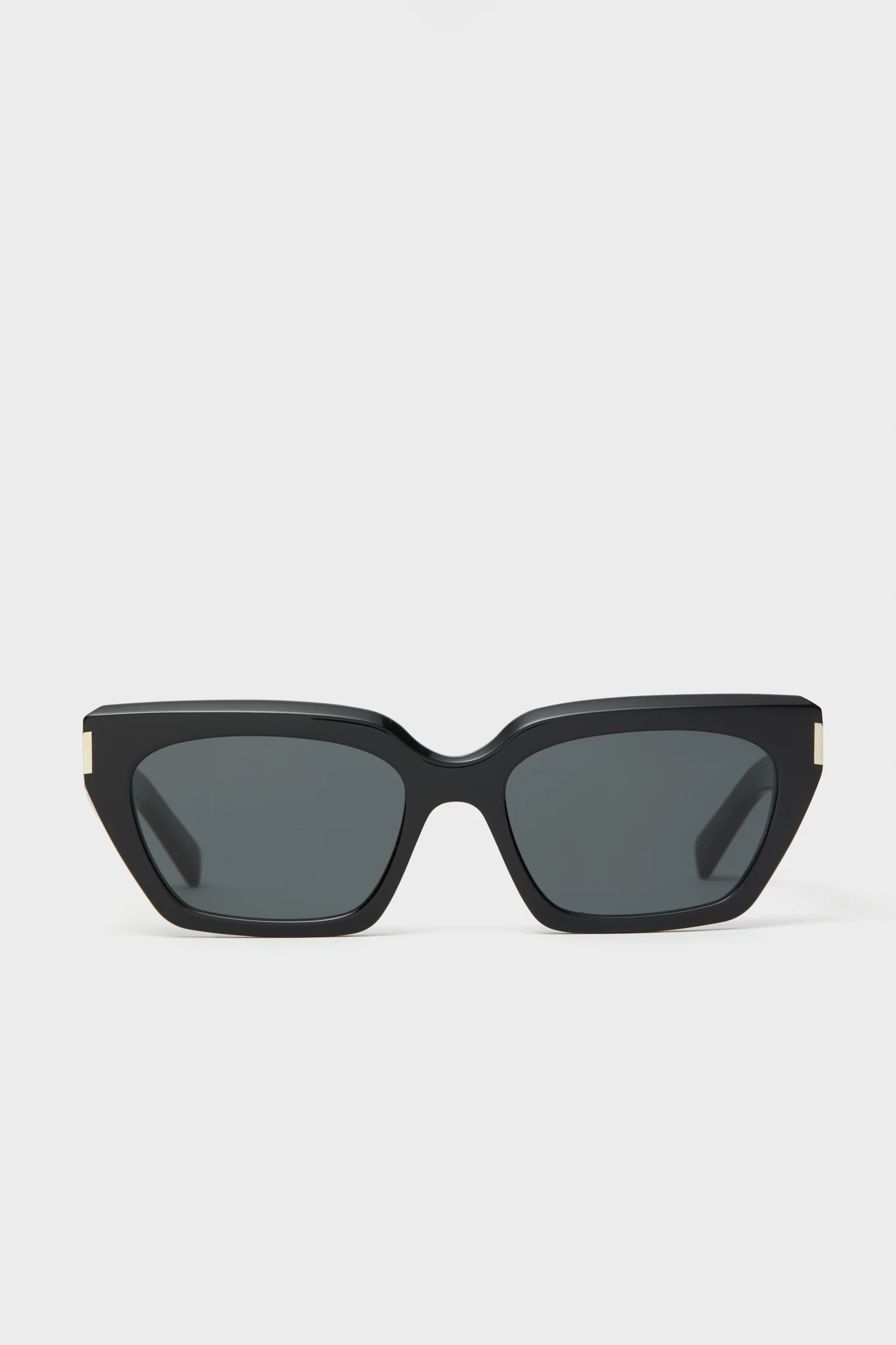 Shiny Solid Black Corner Angle M Sunglasses