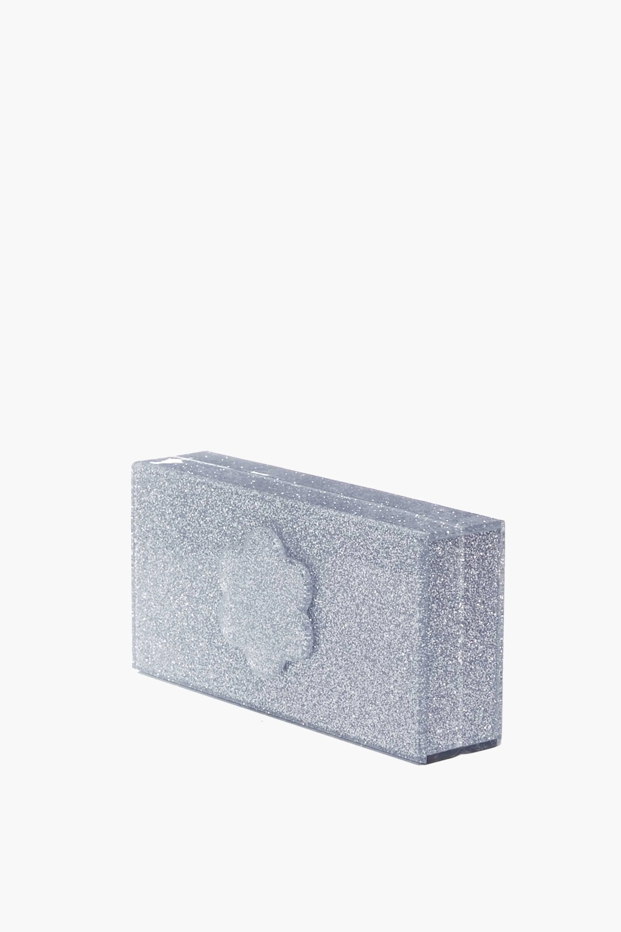 Silver Sparkle Flower Clutch - Image 3