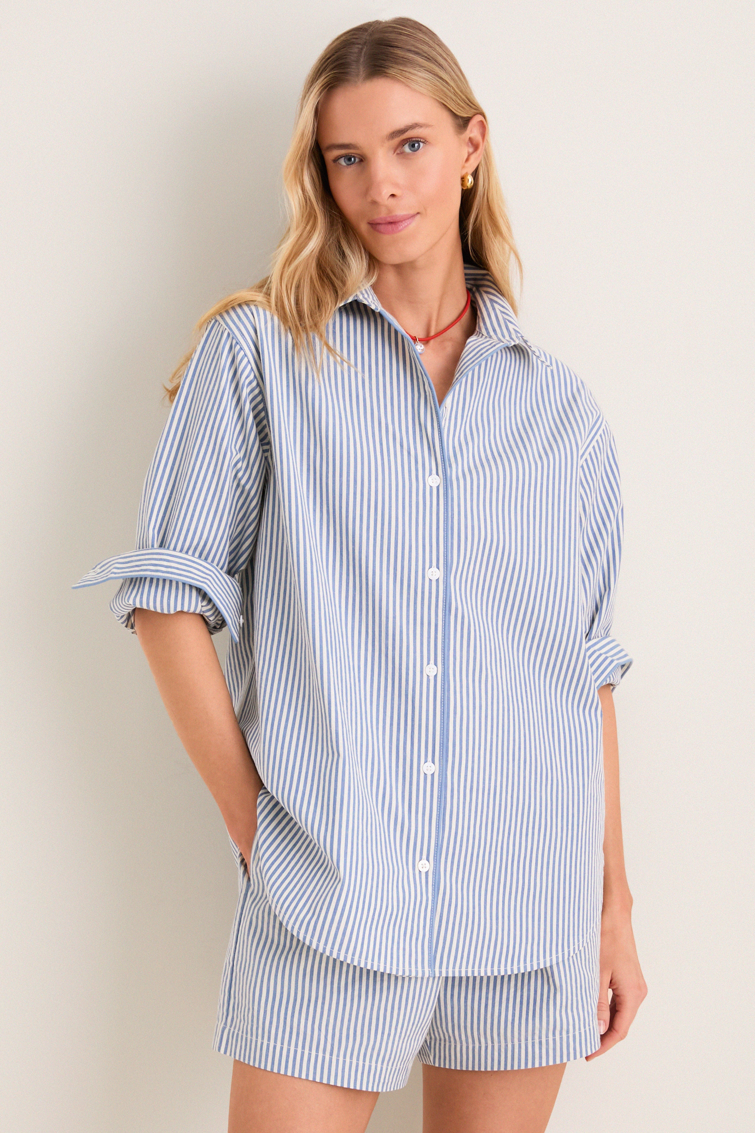 Blue Stripe Seersucker Hardin Button Down