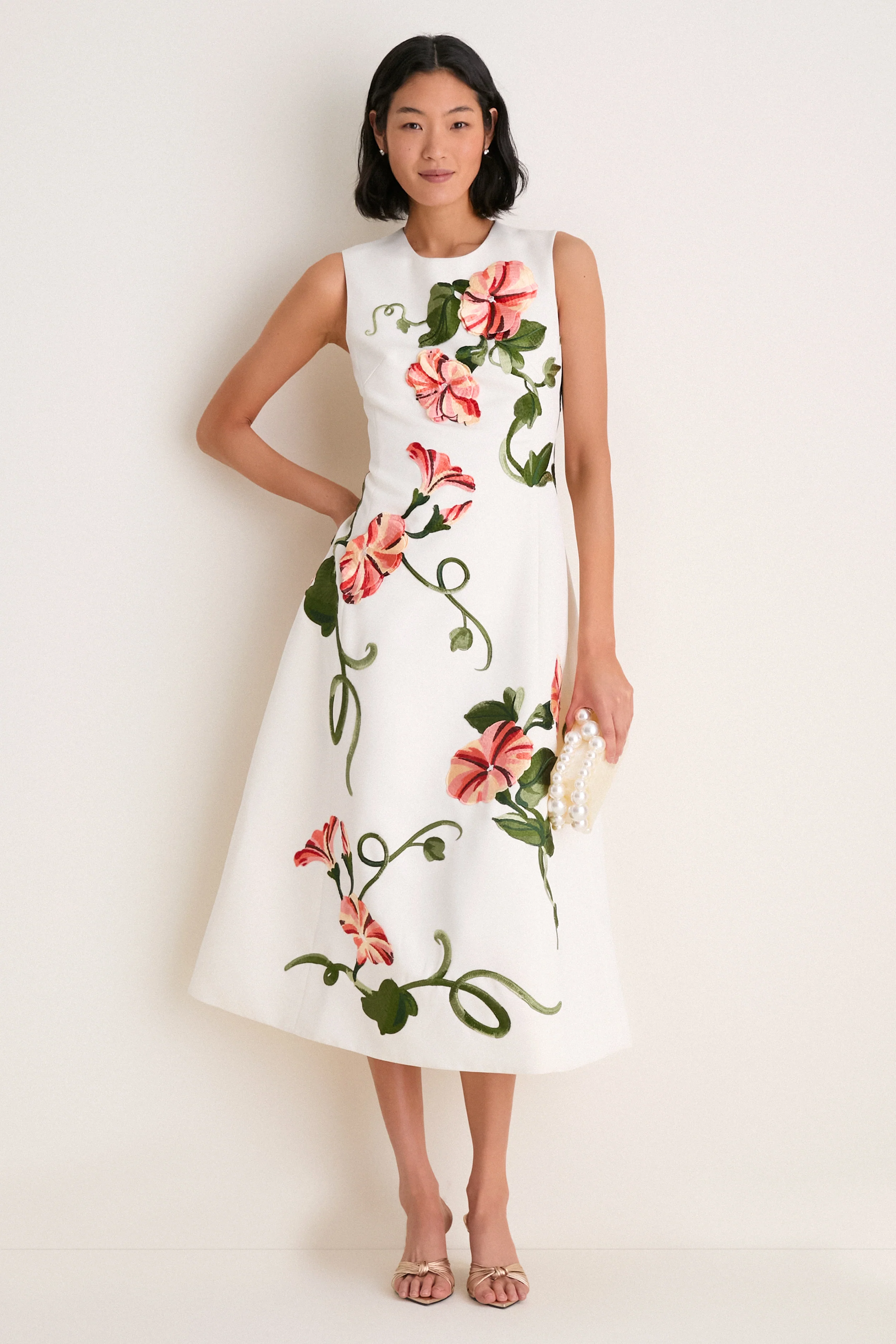 Snow Vine Print Cleo Applique Midi Dress - Image 3