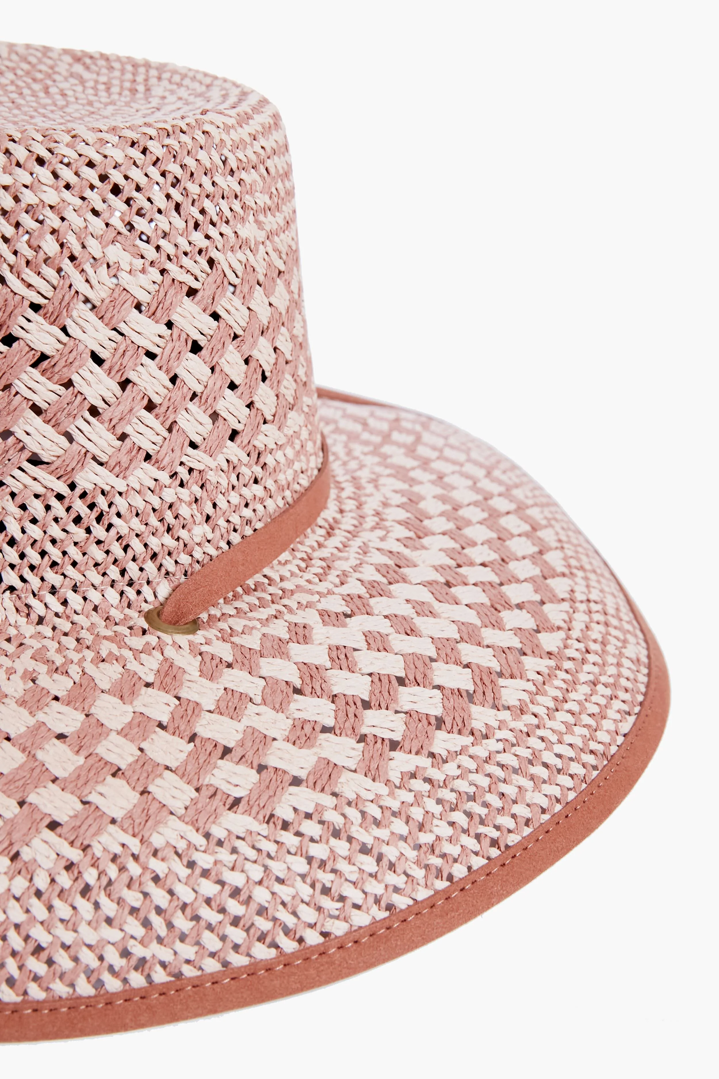 Soft Sunset Brielle Checkered Straw Hat - Image 4