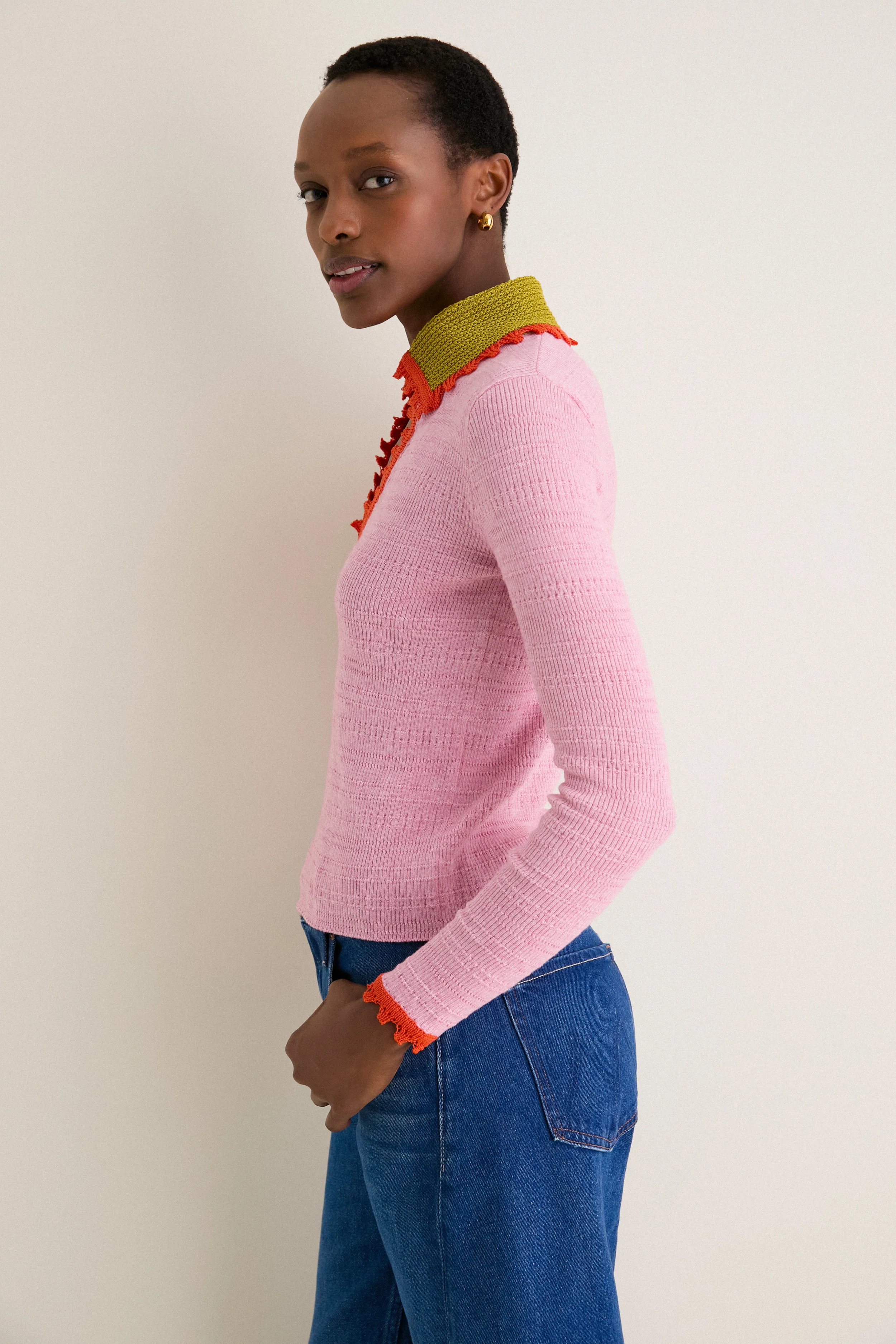 Solid Pink Picket Polo Jumper - Image 3