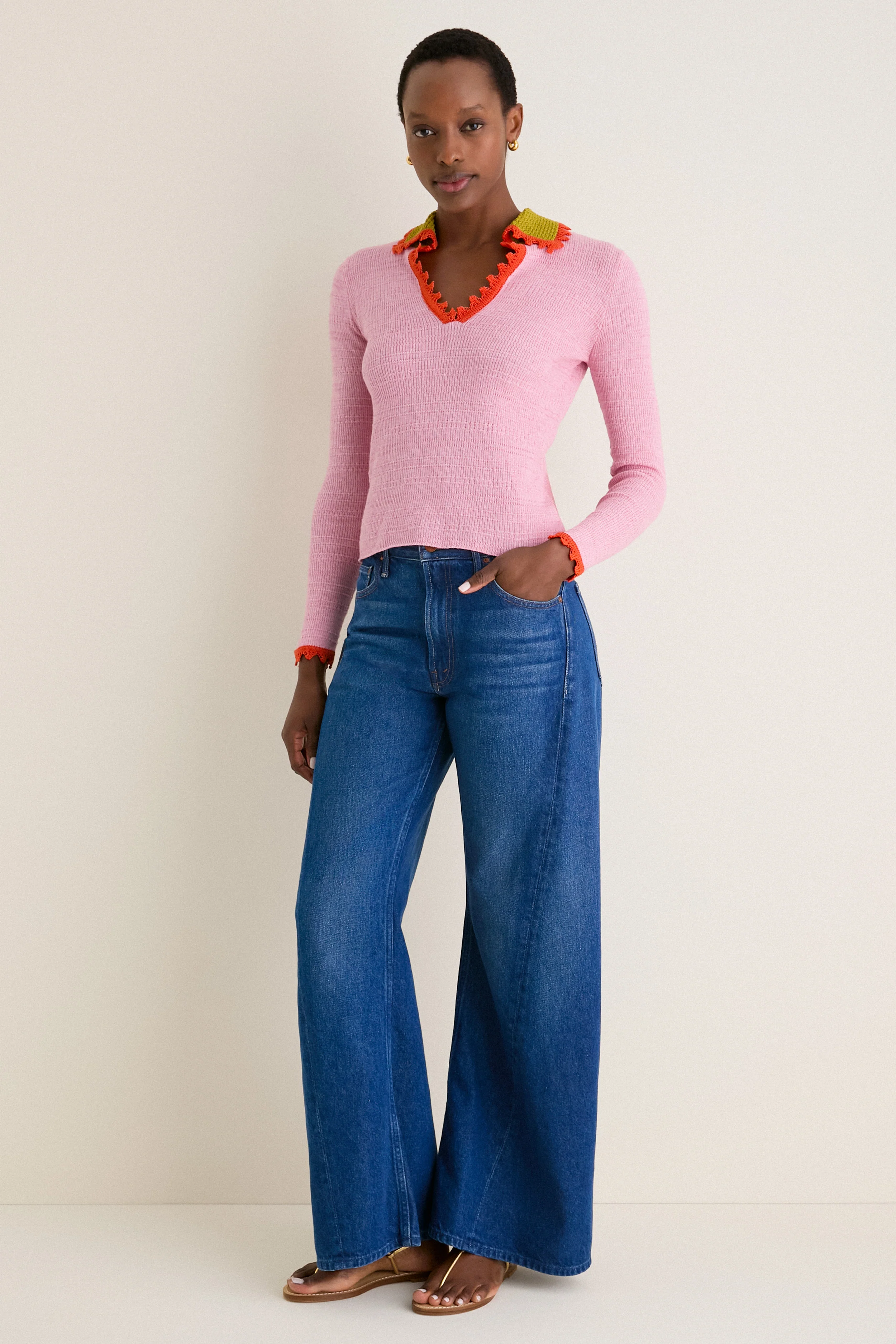 Solid Pink Picket Polo Jumper - Image 6