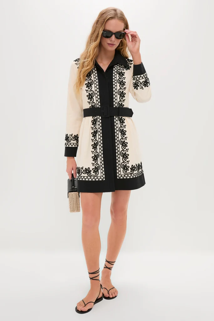 Soutache Cotton Long Sleeve Mini Chloe Dress - Image 2