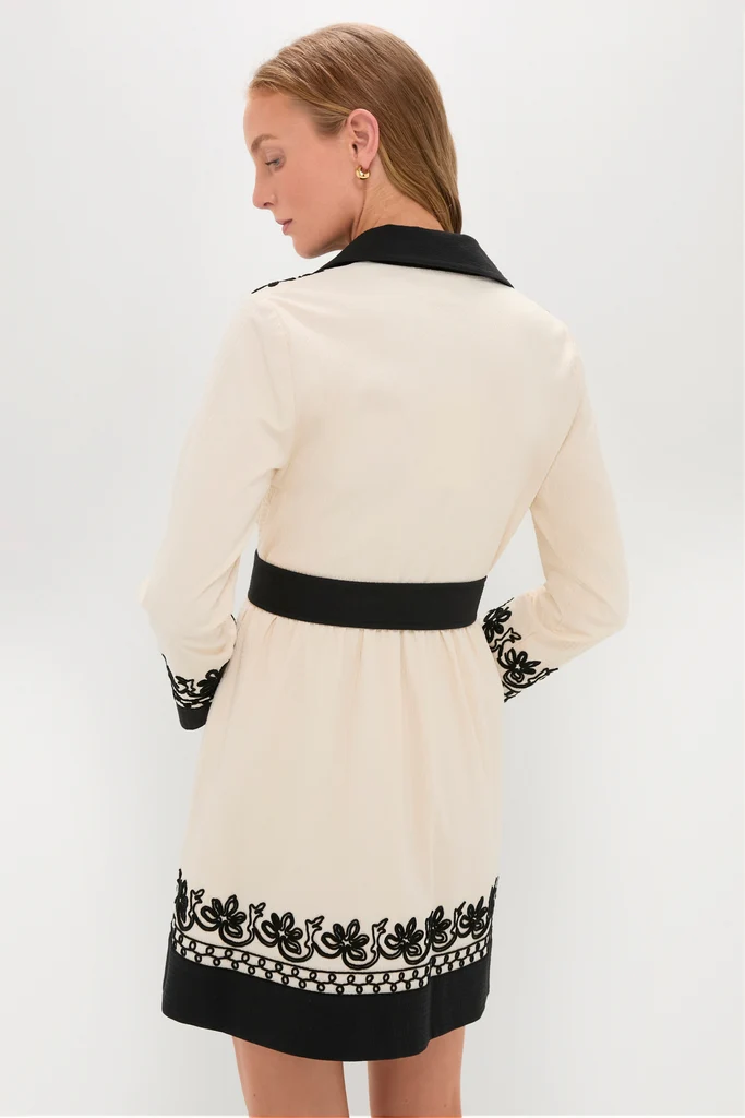 Soutache Cotton Long Sleeve Mini Chloe Dress - Image 4