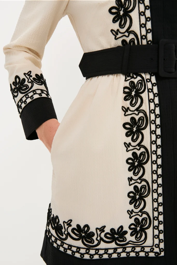 Soutache Cotton Long Sleeve Mini Chloe Dress - Image 5