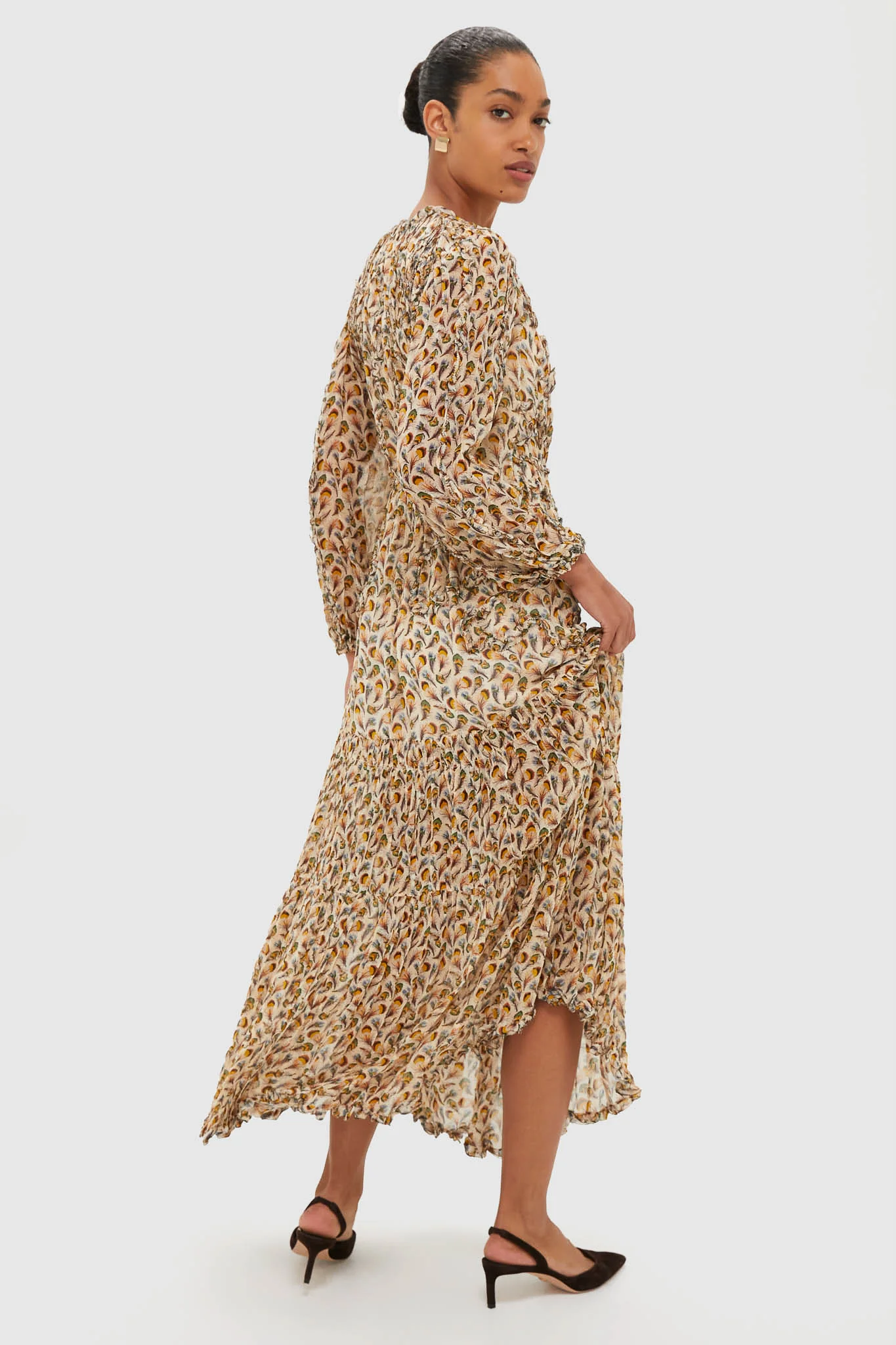 Swan Iona Silk Long Sleeve Midi Dress - Image 3