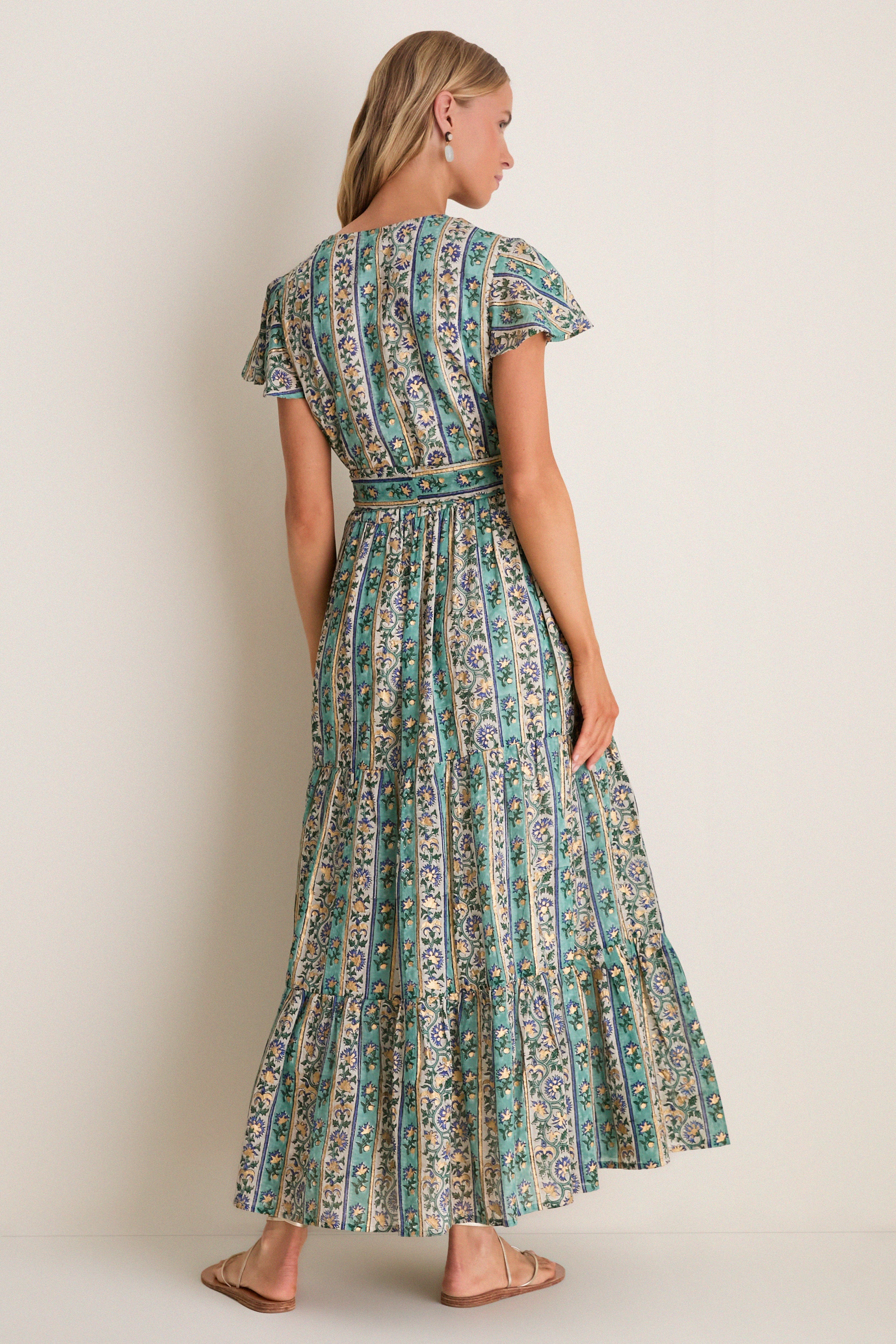 Taj Aqua V-Neck Maxi Dress - Image 4