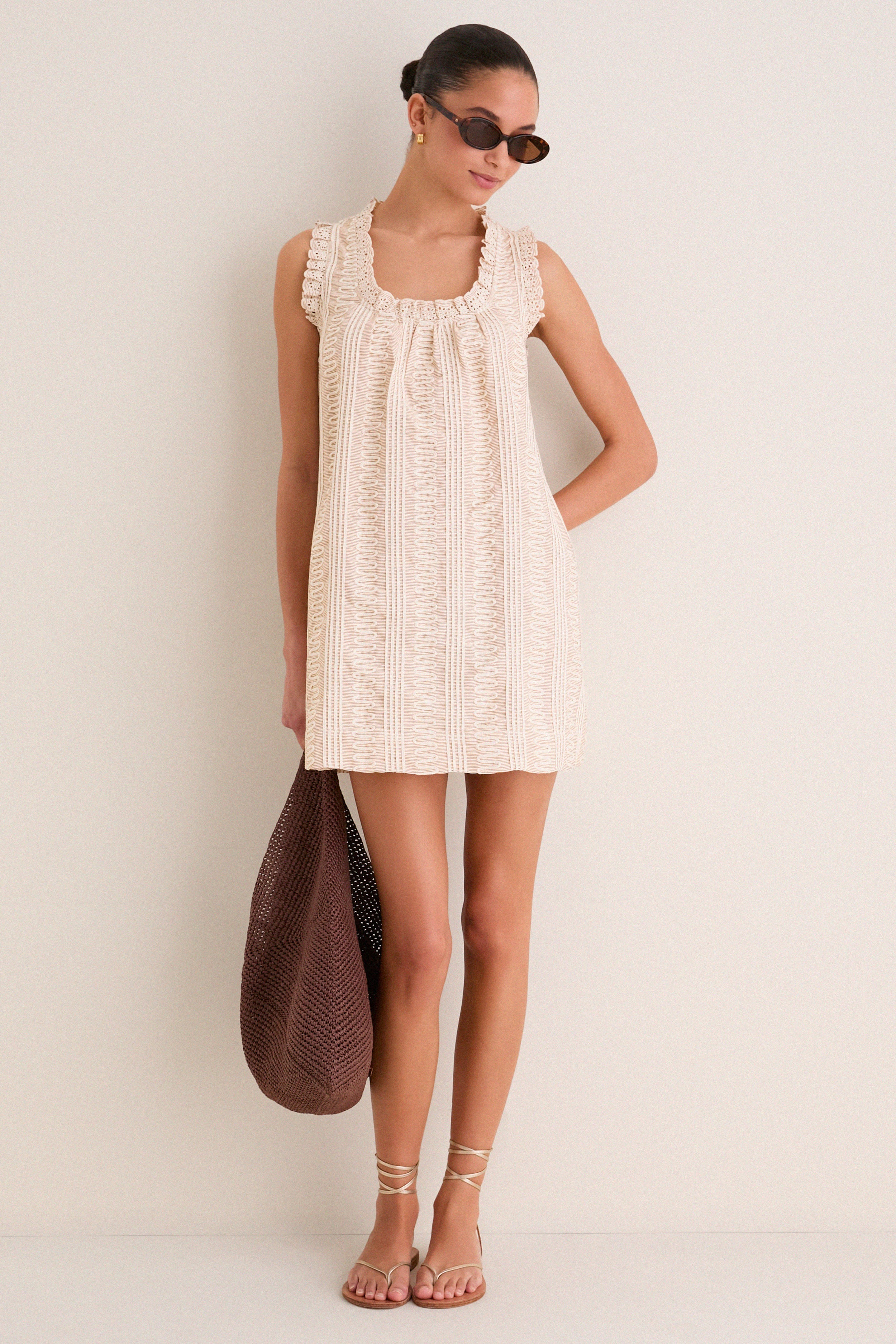 Tan & Cream Applique Valerie Mini Dress - Image 2