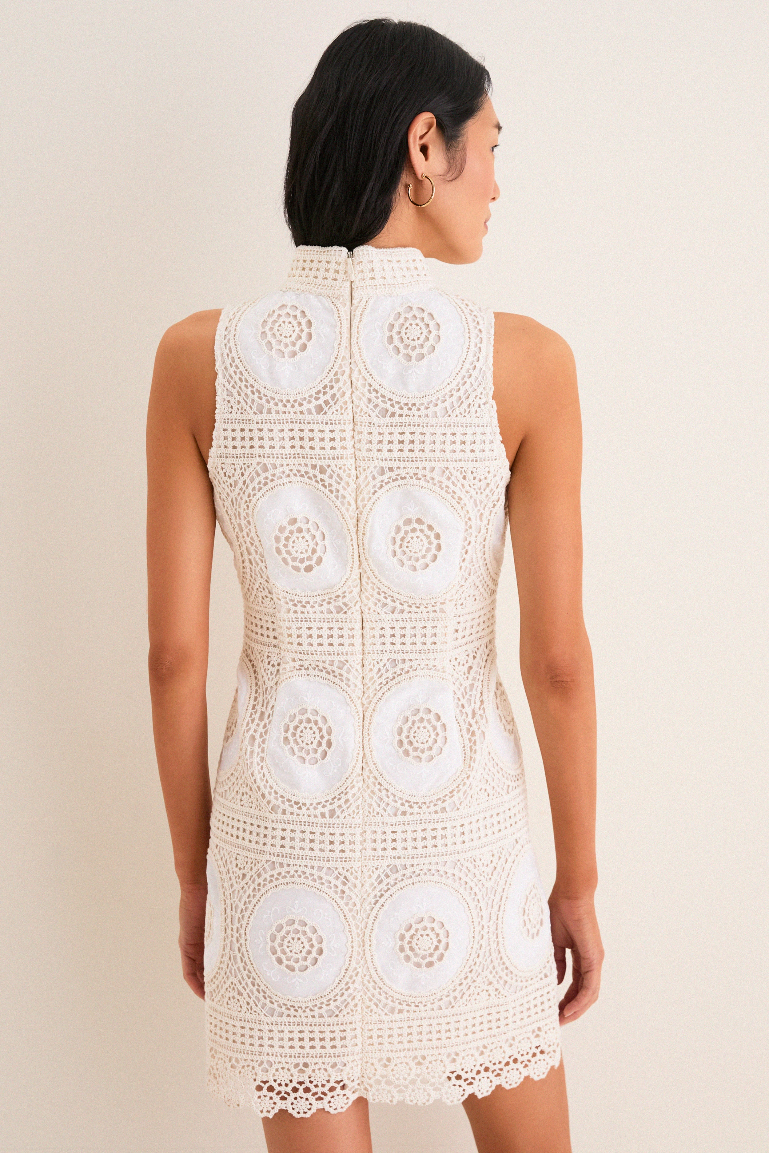 Meringue Medallion Crochet Leighton Mini Dress - Image 4