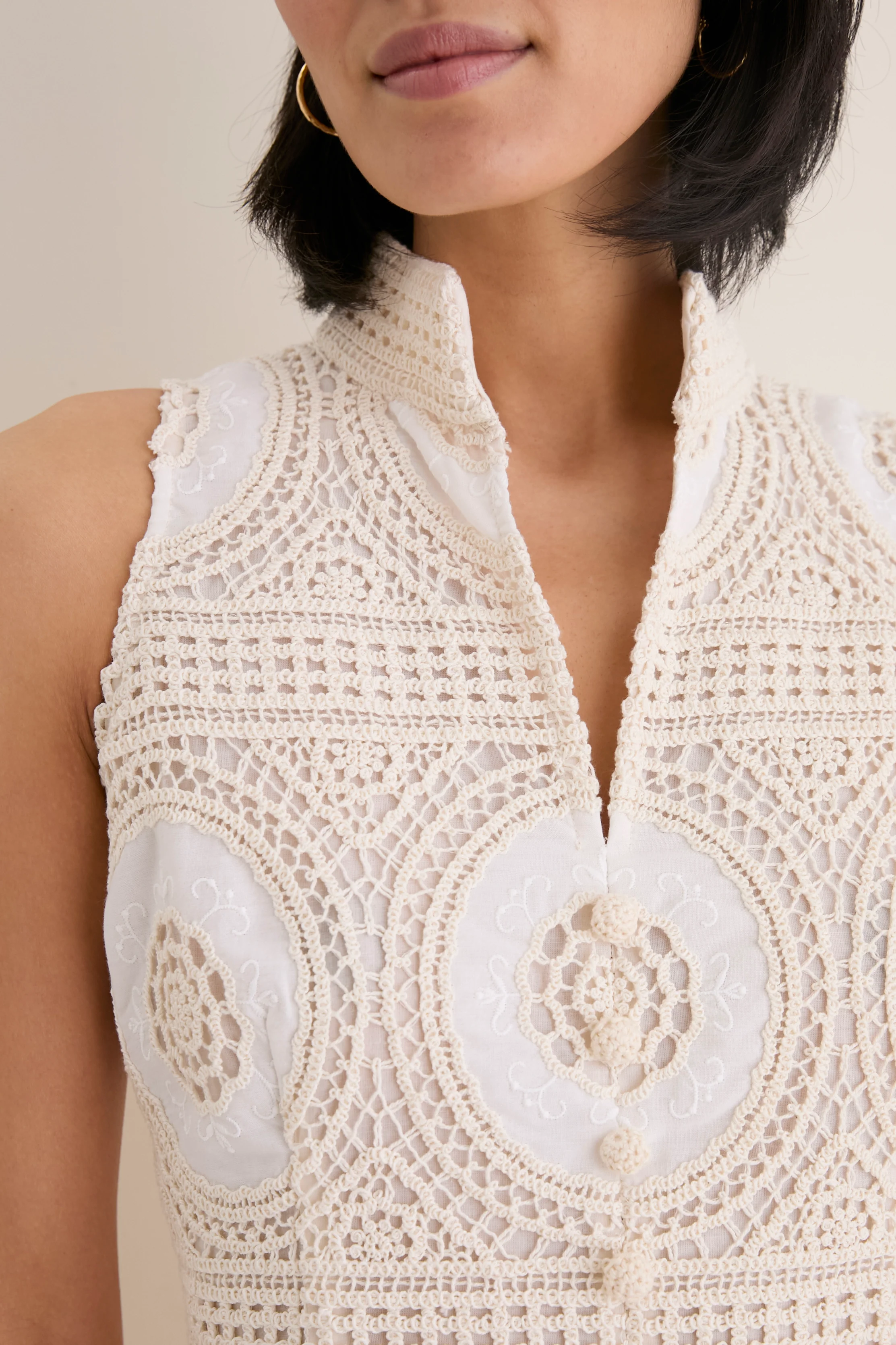 Meringue Medallion Crochet Leighton Mini Dress - Image 5