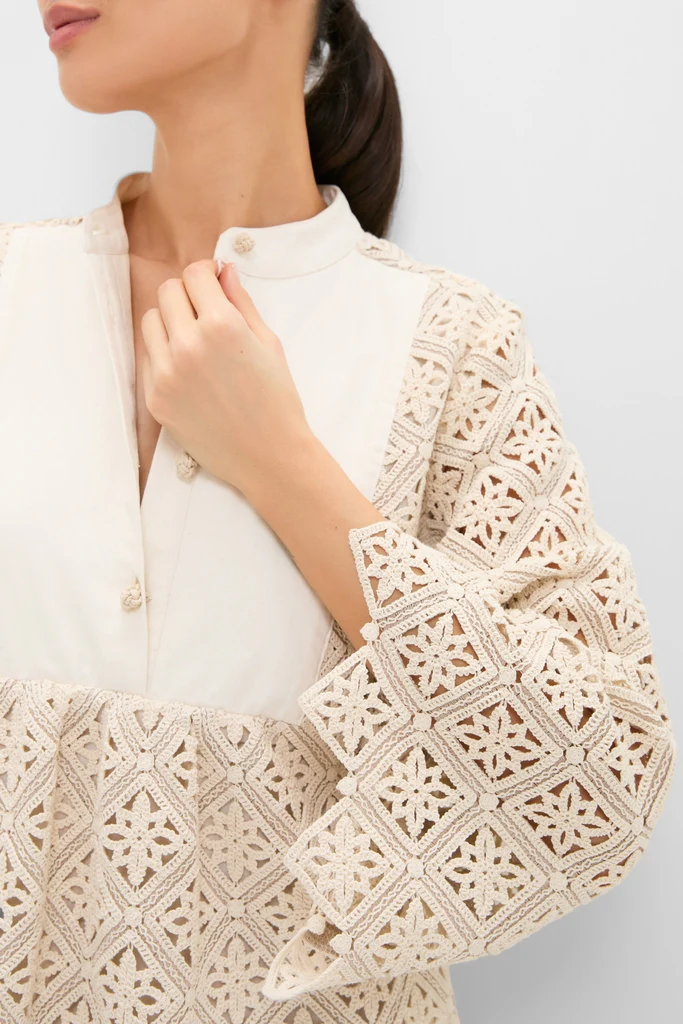 Tan Diamond Lace Mini Calliope Dress - Image 2
