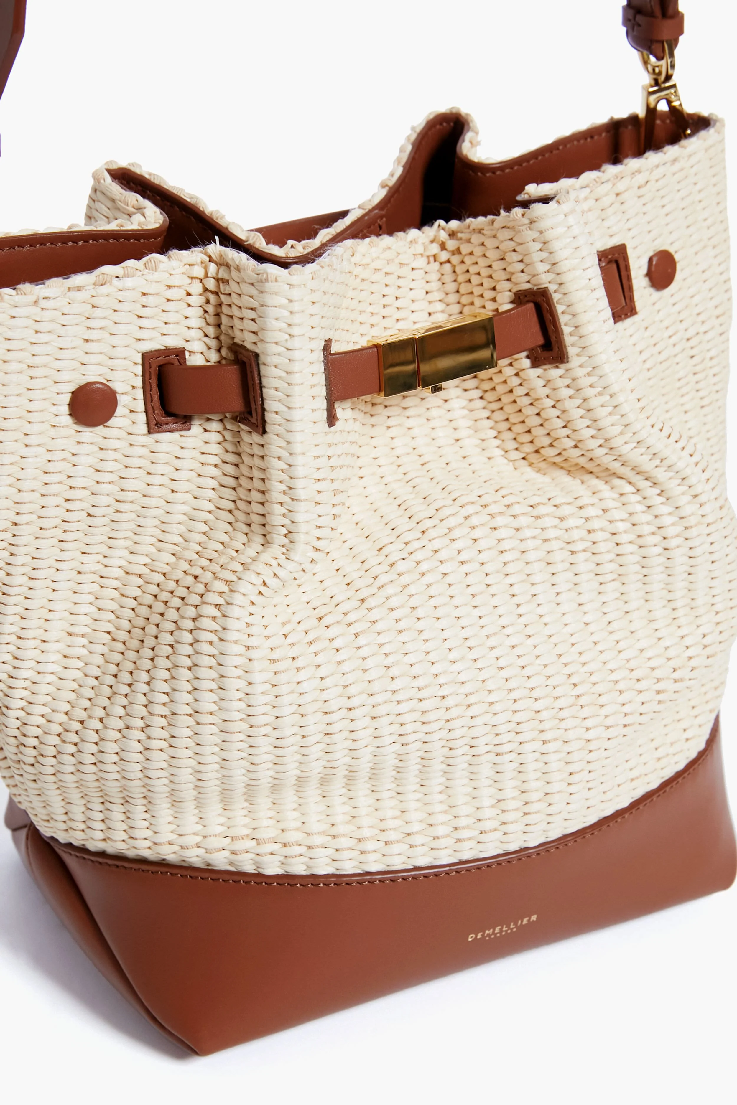 Tan Natural Raffia New York Bucket Bag - Image 3