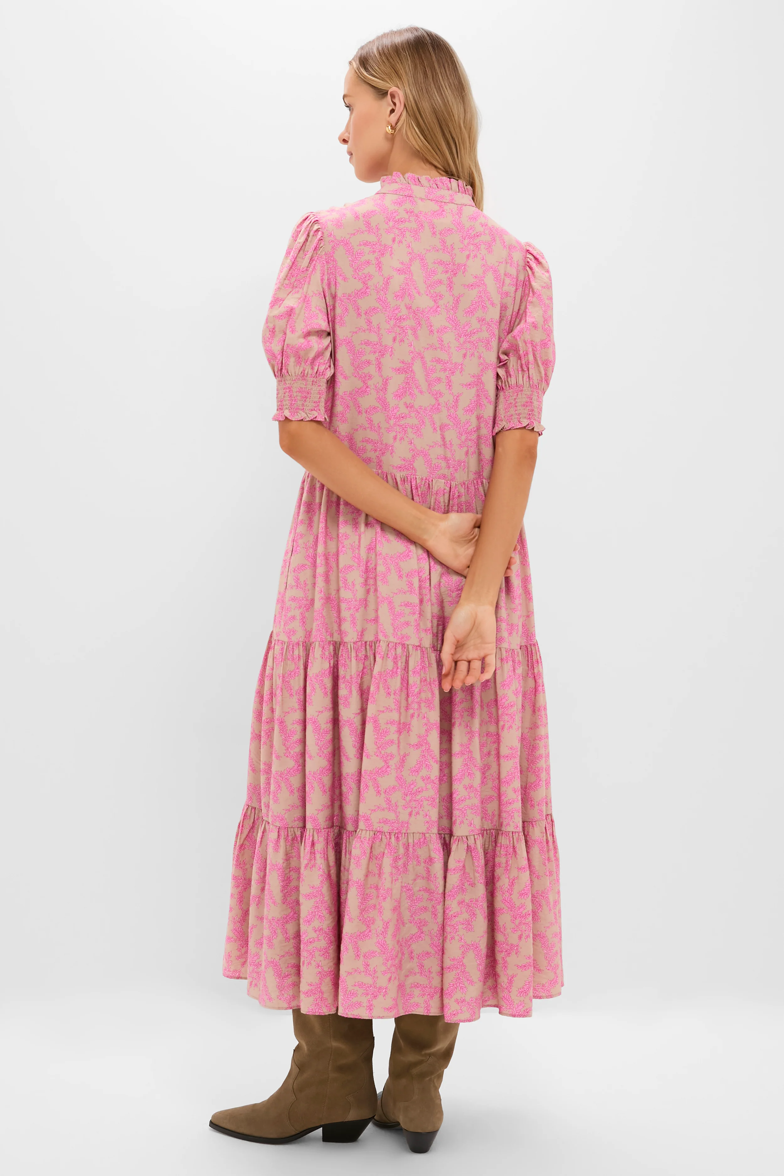 Tan & Pink Vines Bennett Maxi Dress - Image 4