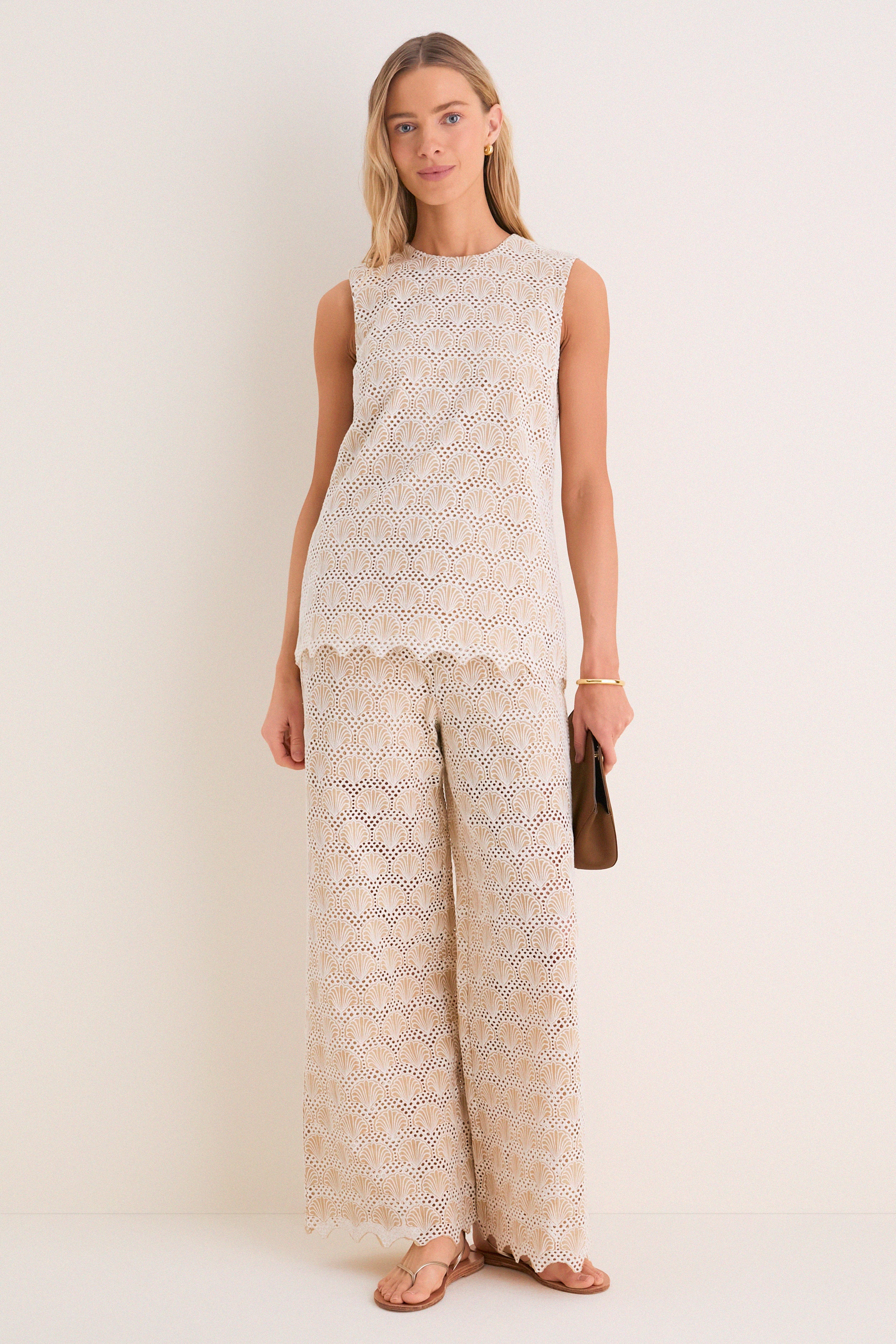 Tan Seashell Eyelet Sandy Tank - Image 2
