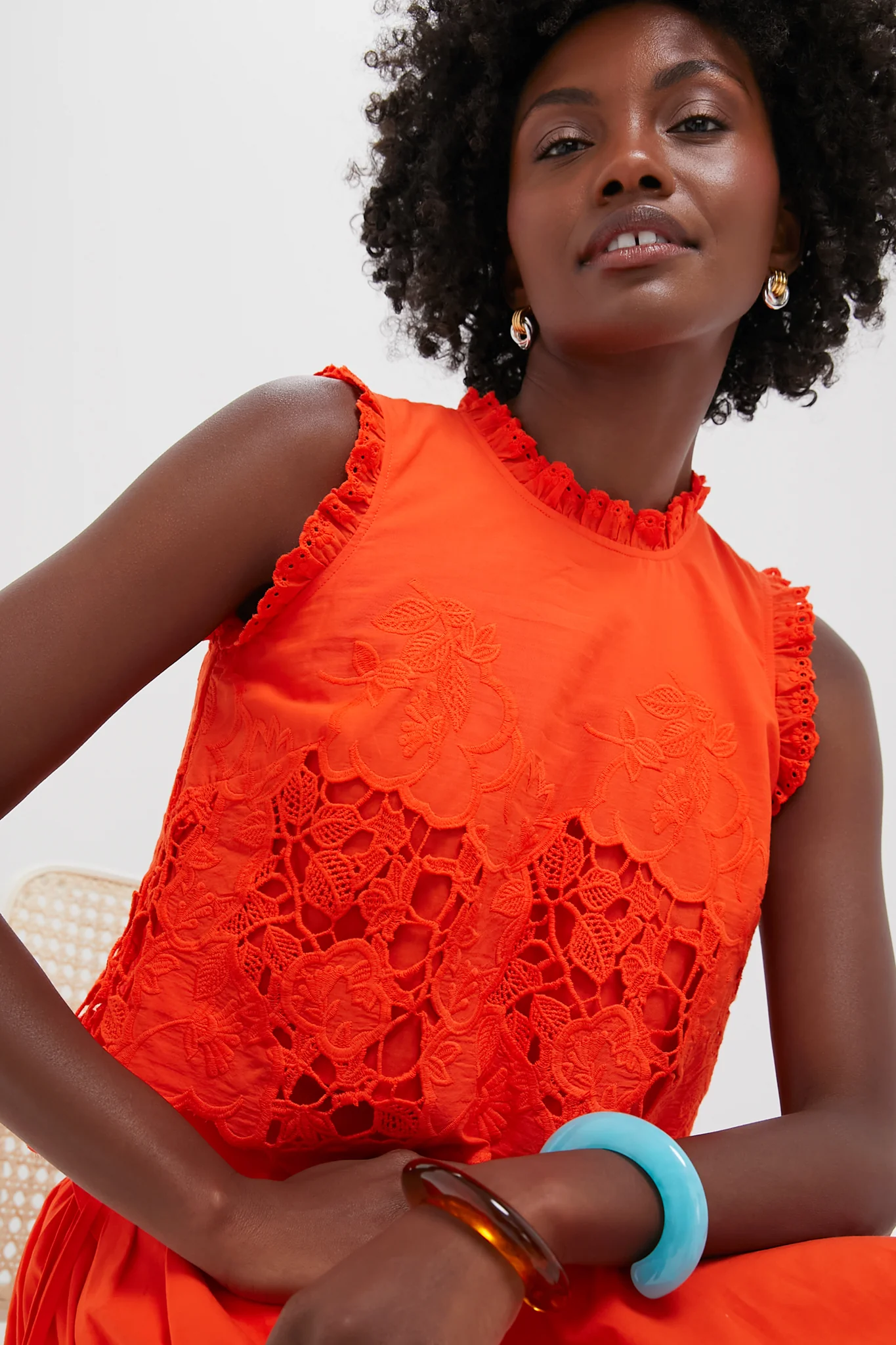 Tangerine Tango Embroidery Francesca Top - Image 5