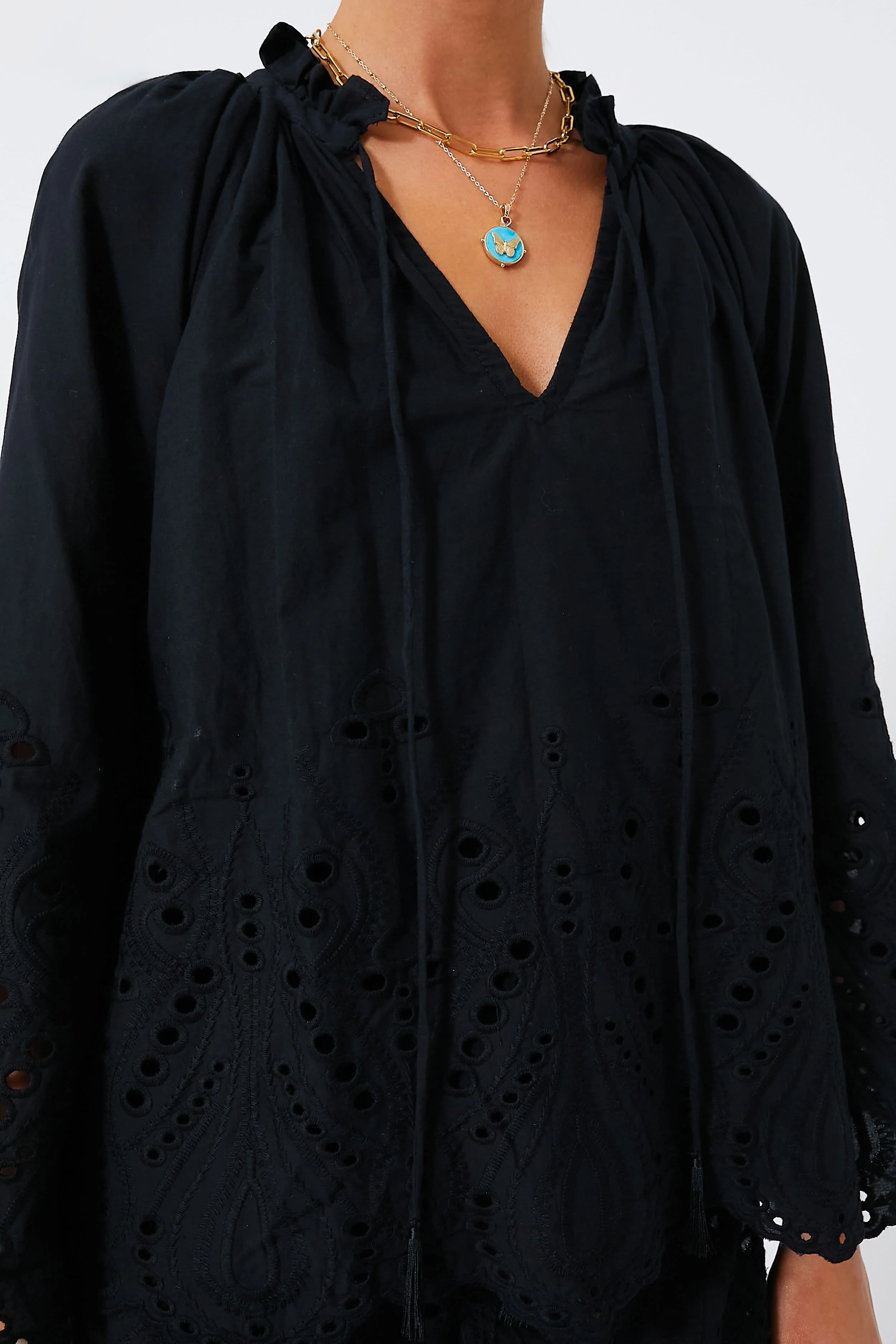 Tangier Border Embroidered Nero Penny Blouse - Image 5