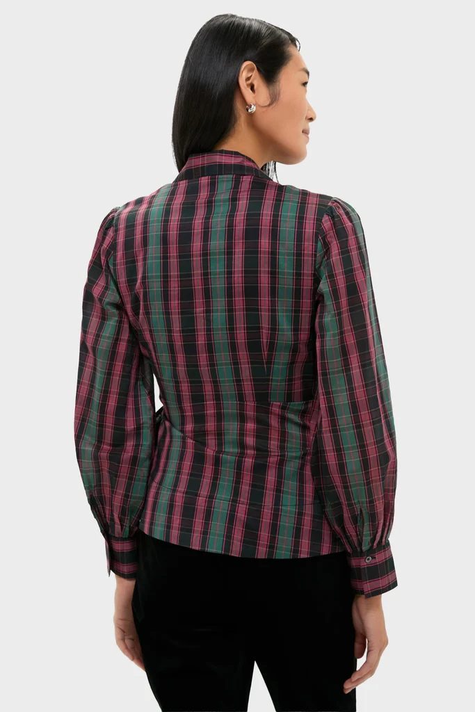 Tartan Tie Front Bow Bea Blouse - Image 4