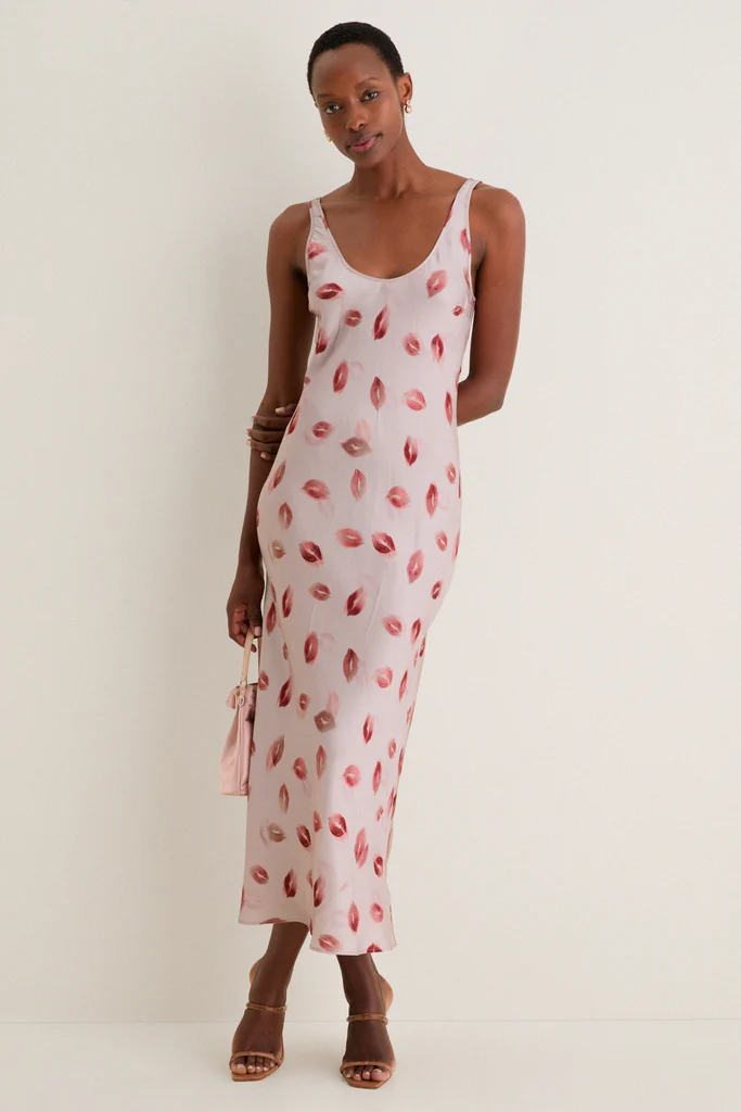Taupe and Dark Red Kiss Akiya Tank Dress